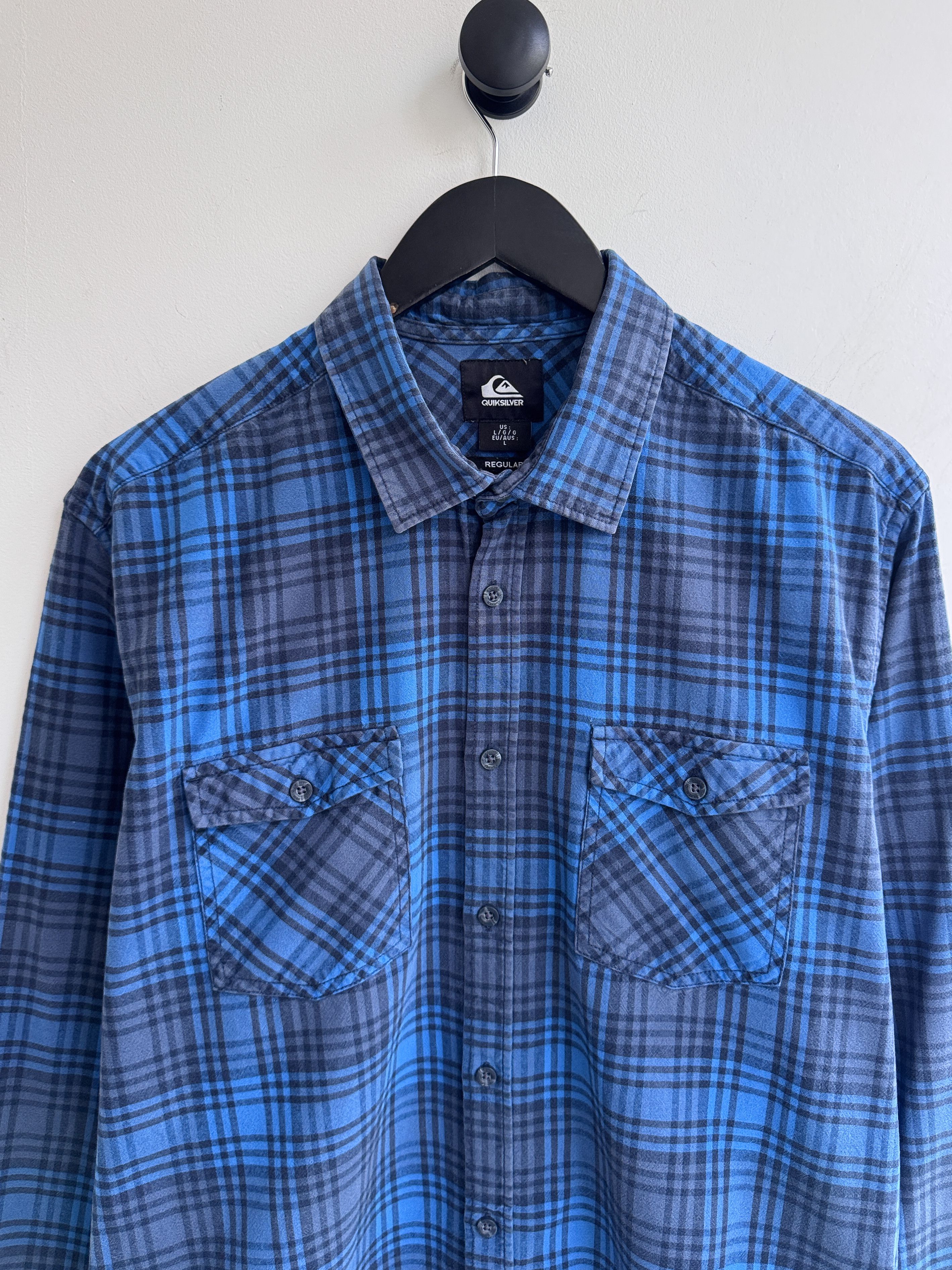 Quiksilver Quiksilver Blue Plaid Shirt Size US L / EU 52-54 / 3 - 2 Thumbnail