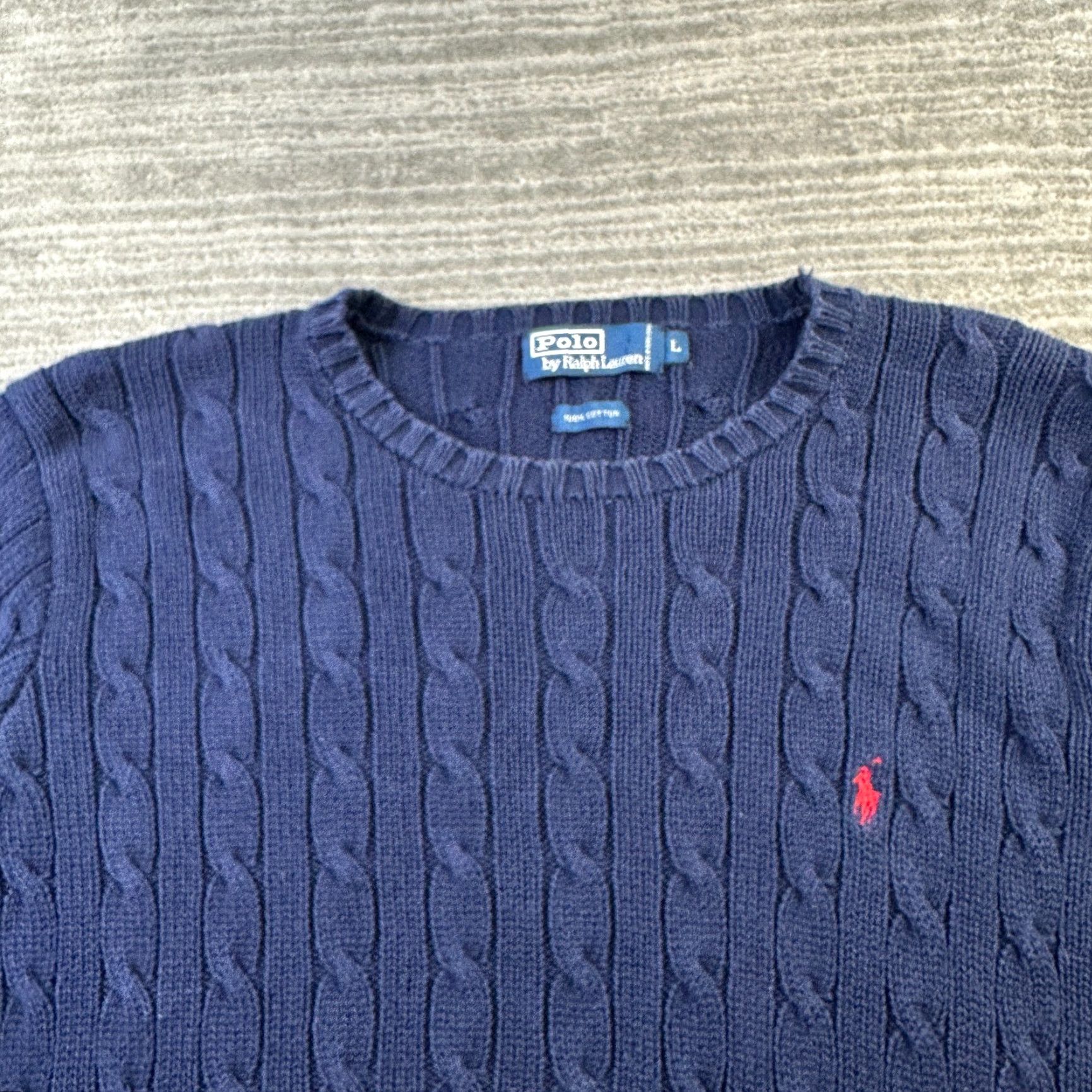 Polo Ralph Lauren Polo Ralph Lauren Sweater Mens Large Blue Cable Knit Pony Cotton Heavy Size US L / EU 52-54 / 3 - 3 Thumbnail