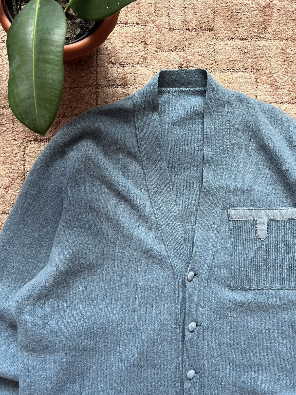 The Unbranded Brand Vintage Made In France 80's Lana Wool Blue Buttons Sweater Size US L / EU 52-54 / 3 - 2 Thumbnail