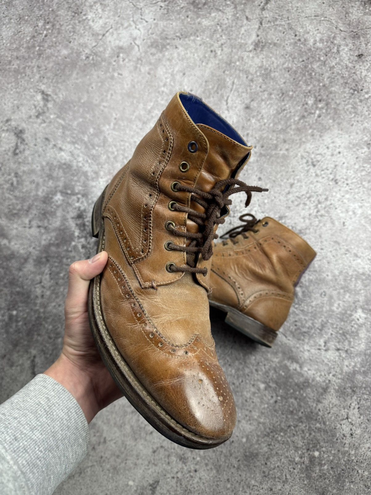 Cowboy Equipment WESTERN BIKER COWBOY LEATHER VINTAGE BROWN BOOTS Size US 10 / EU 43 - 6 Thumbnail