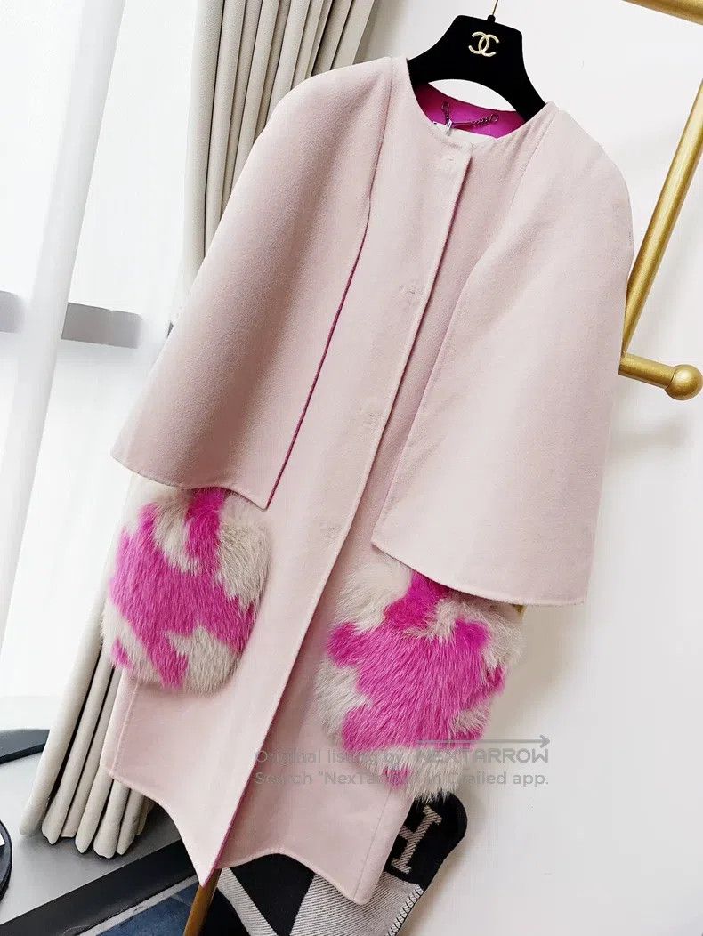 Fendi Fendi Pink Fur Coat with Fox Fur Pockets Size XXS / US 00 / IT 34 - 2 Thumbnail