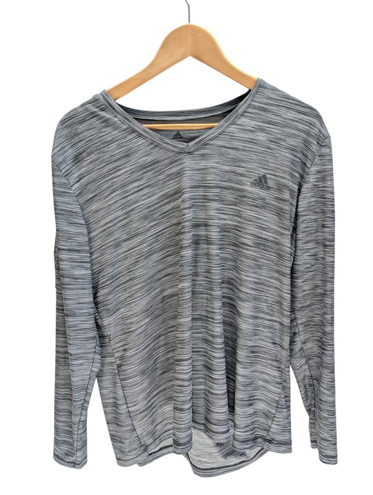 Adidas Adidas Climalite XL Gray Long Sleeve V-Neck Athletic Shirt Size XL / US 12-14 / IT 48-50 - 1 Thumbnail