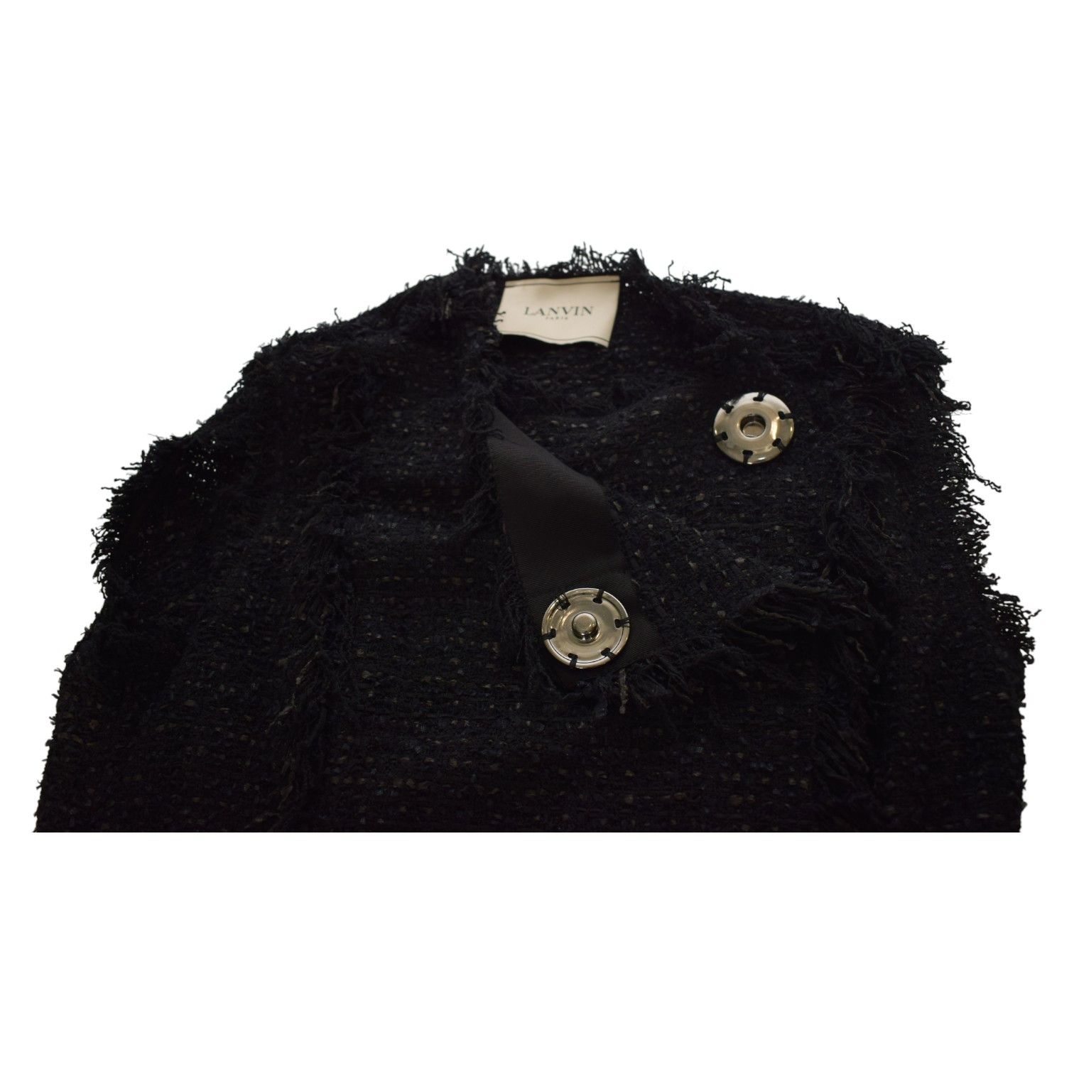 Lanvin Lanvin Black Fringe Edge Cotton Knit Vest Sleeveless Jacket Size M / US 6-8 / IT 42-44 - 5 Thumbnail
