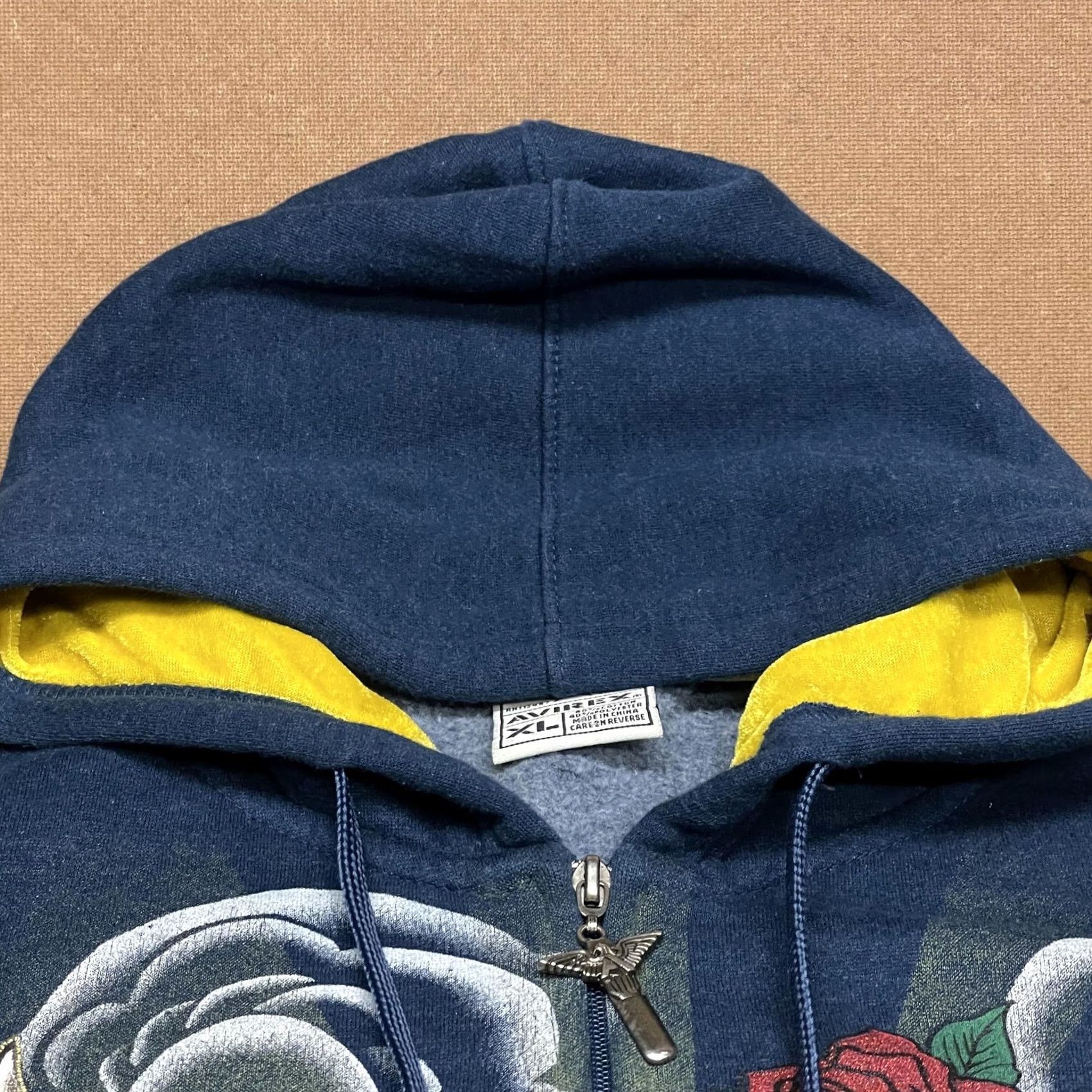 Avirex VINTAGE Avirex Hoodie Mens XL Blue Full Zip Graphic Eagle Rose Rhinestone Embellished Size US XL / EU 56 / 4 - 7 Thumbnail