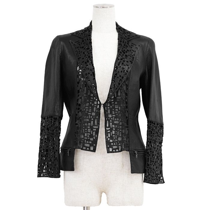 Chanel Chanel Chanel Lambskin Cutwork Jacket Leather Outerwear P41109 DUTY FREE for USA Size ONE SIZE - 1 Thumbnail