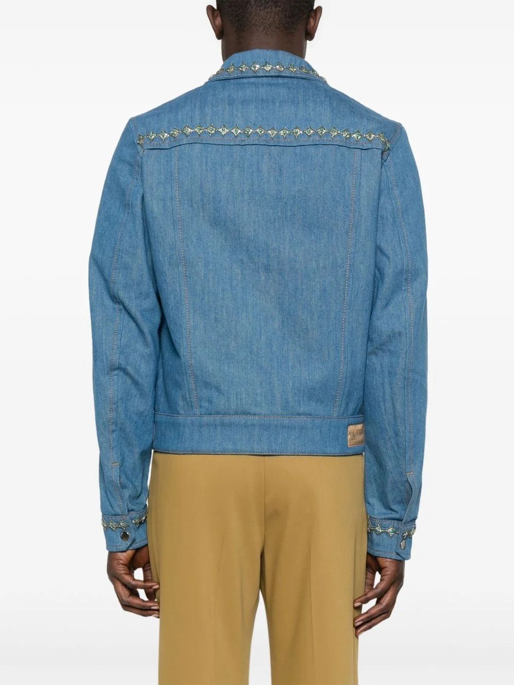 Amiri oc11z0426 Crystal-Embellished Pleated Jacket in Blue Size US XL / EU 56 / 4 - 4 Thumbnail