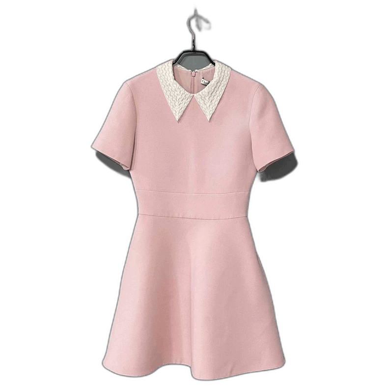 Dior Pink Silk Dress with White Collar Size S / US 4 / IT 40 - 1 Thumbnail