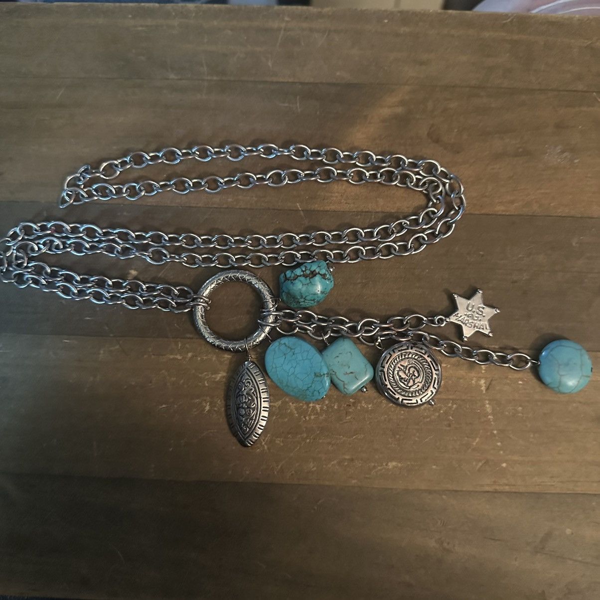 Other Long silver tone turquoise tassel necklace Size ONE SIZE - 3 Thumbnail