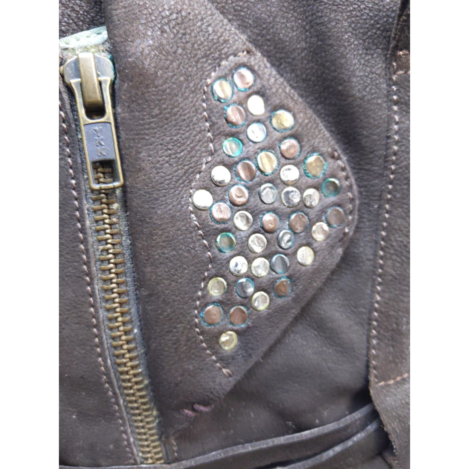 Vintage Nico Nerini Boots Womens 6.5 Brown Leather Mid Calf Zip Studded Biker Boots Size US 7 / IT 37 - 7 Thumbnail