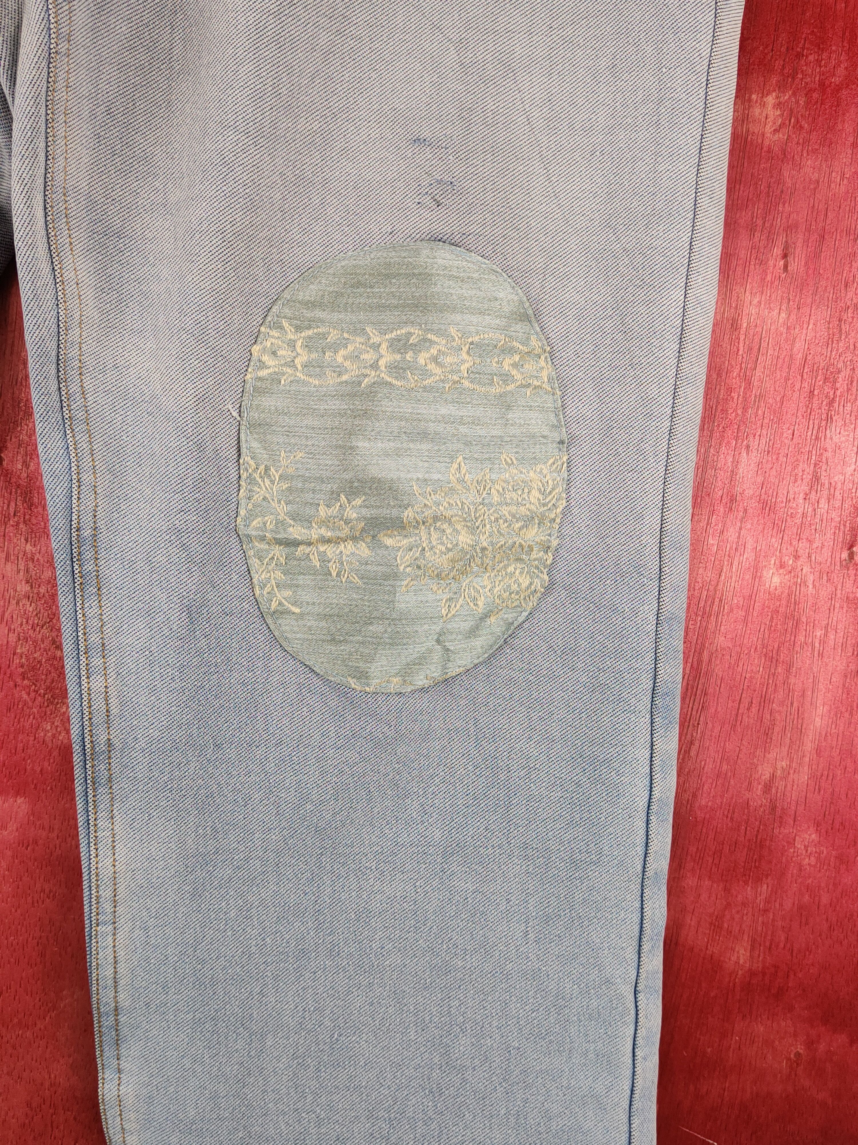 Japanese Brand Comme le vent Homme Blue Distressed Ripped Soft Jeans #S1637 Size US 35 - 7 Thumbnail
