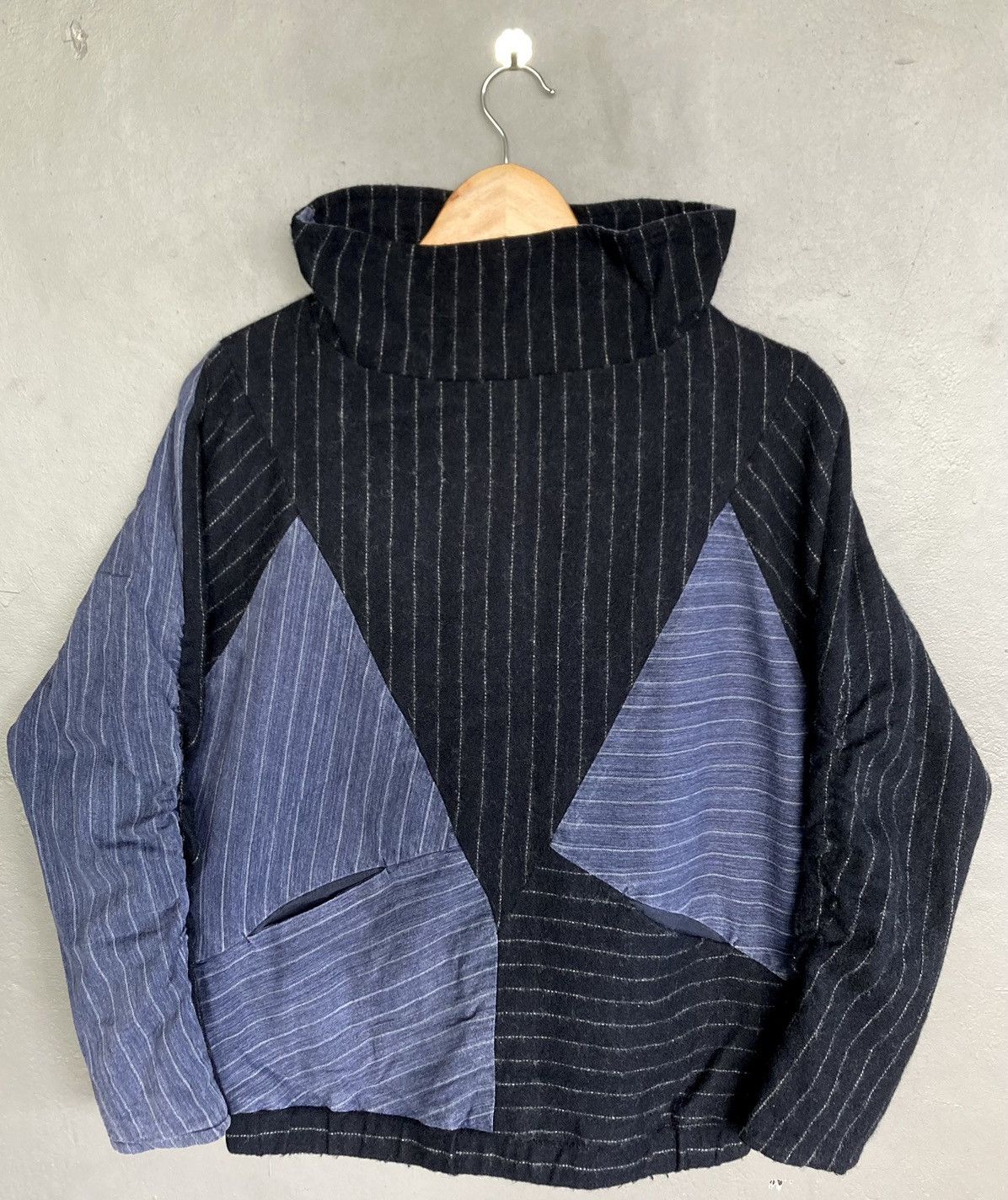 image of Kapital Abstract Wool Wide Turtleneck in Blue/Navy, Men's (Size Small)