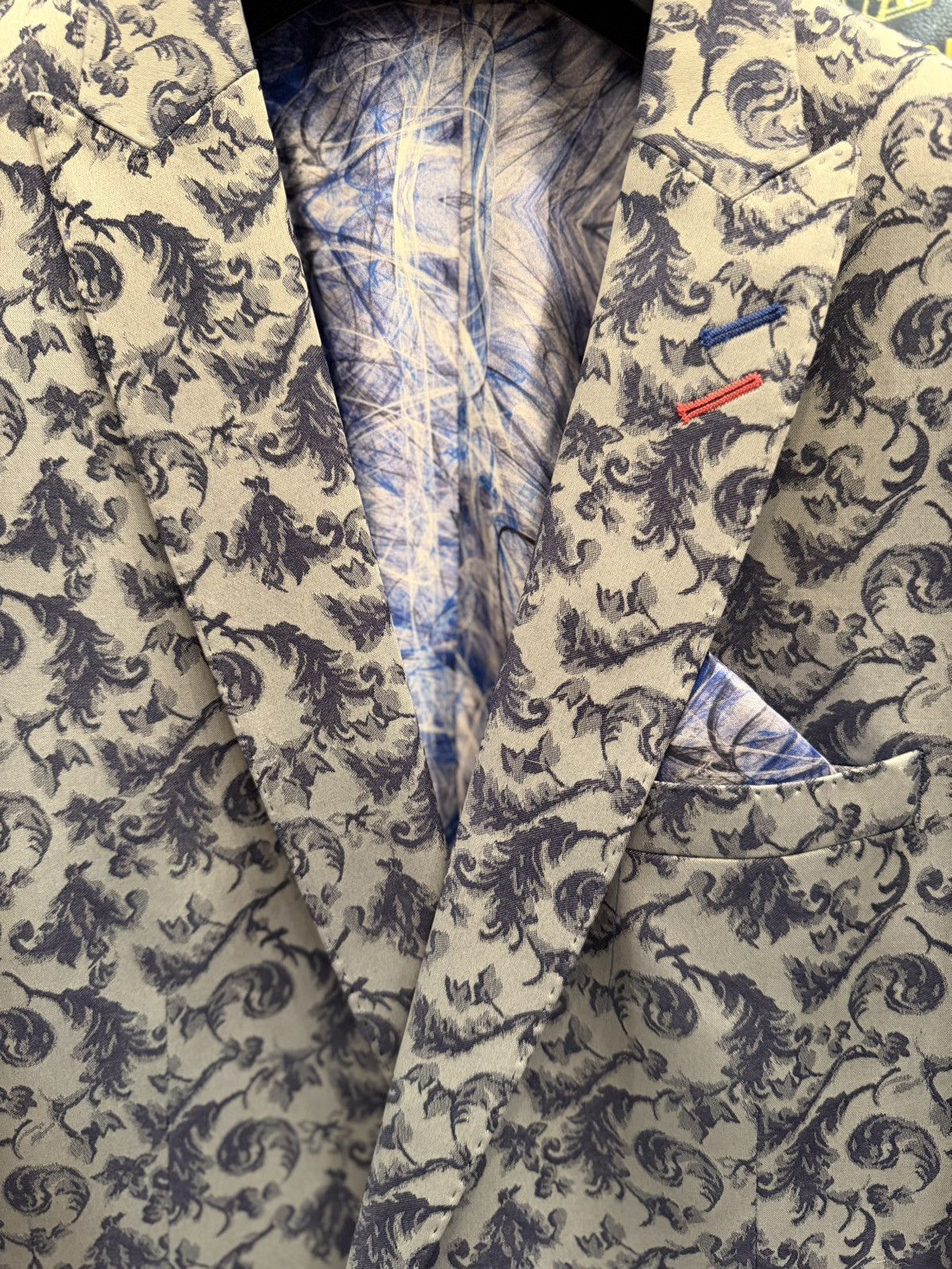 Maceoo MACEOO Paris Men’s Descartes Swirl Blue Blazer Size 40/3 NWT Size 40R - 9 Thumbnail