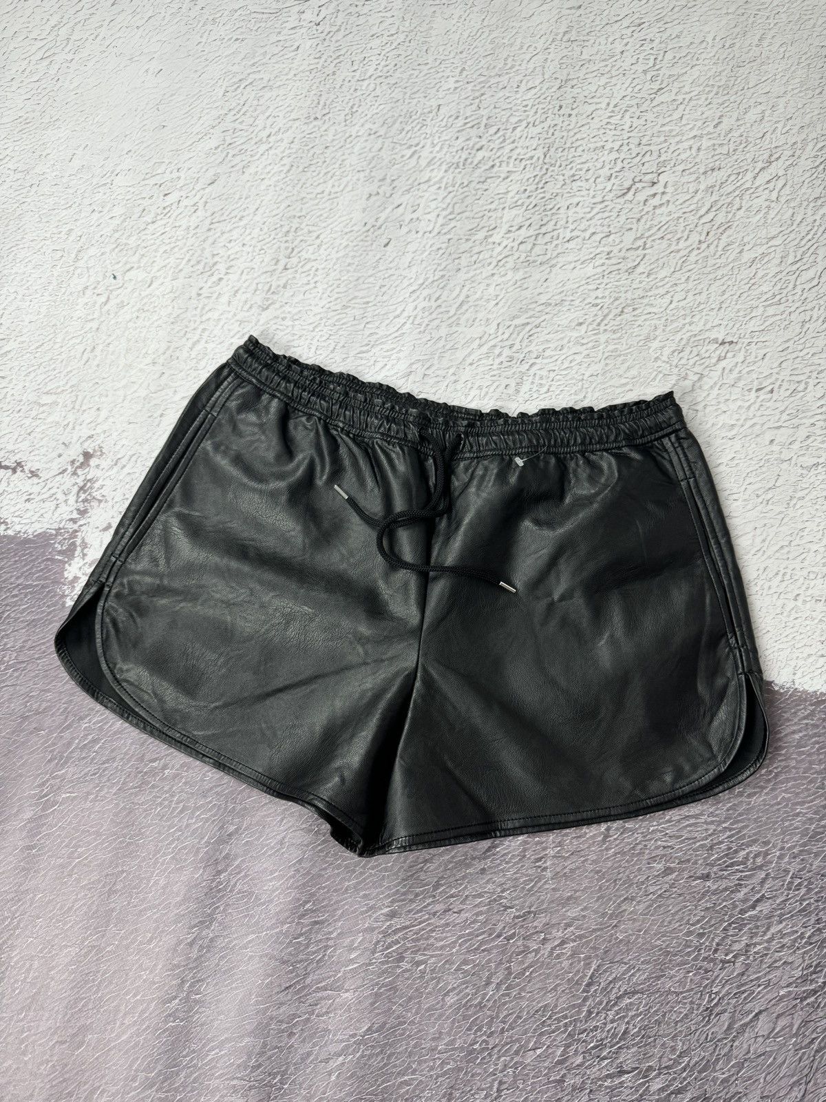 image of Stella Mccartney Skin Free Skin Black Vegan Leather Shorts, Women's (Size 36)