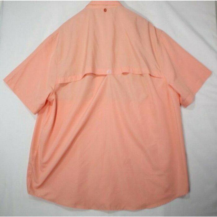 Vintage Men's The American Outdoorsman Shirt Peach Button-Down Short Sleeve  Size XXL 2XL