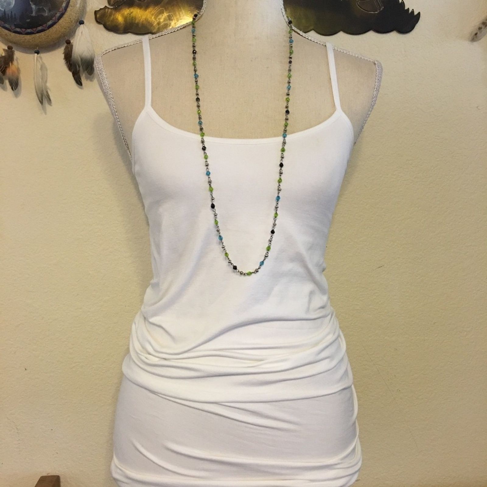 Aeropostale Aeropostale long silver tone bicone bead necklace Size ONE SIZE - 3 Thumbnail