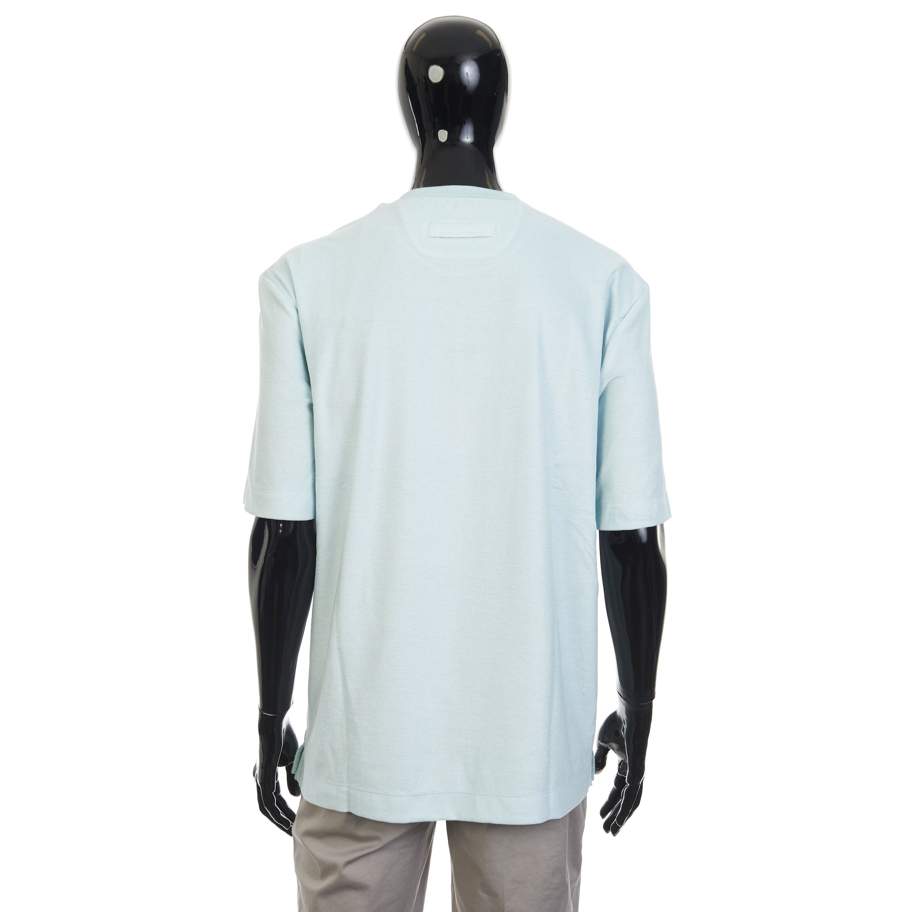 Ermenegildo Zegna Light Blue Silk & Cotton Crewneck Tshirt Size 54 Size US L / EU 52-54 / 3 - 5 Thumbnail