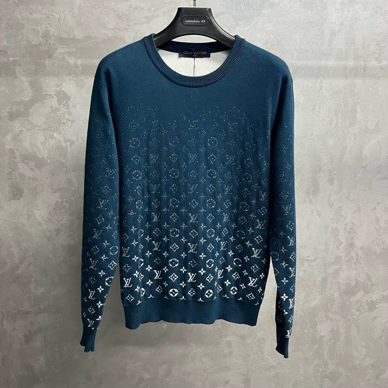 Louis Vuitton Louis Vuitton Blue Letter Pattern Long Sleeve Sweater - dmc Size US M / EU 48-50 / 2 - 1 Thumbnail