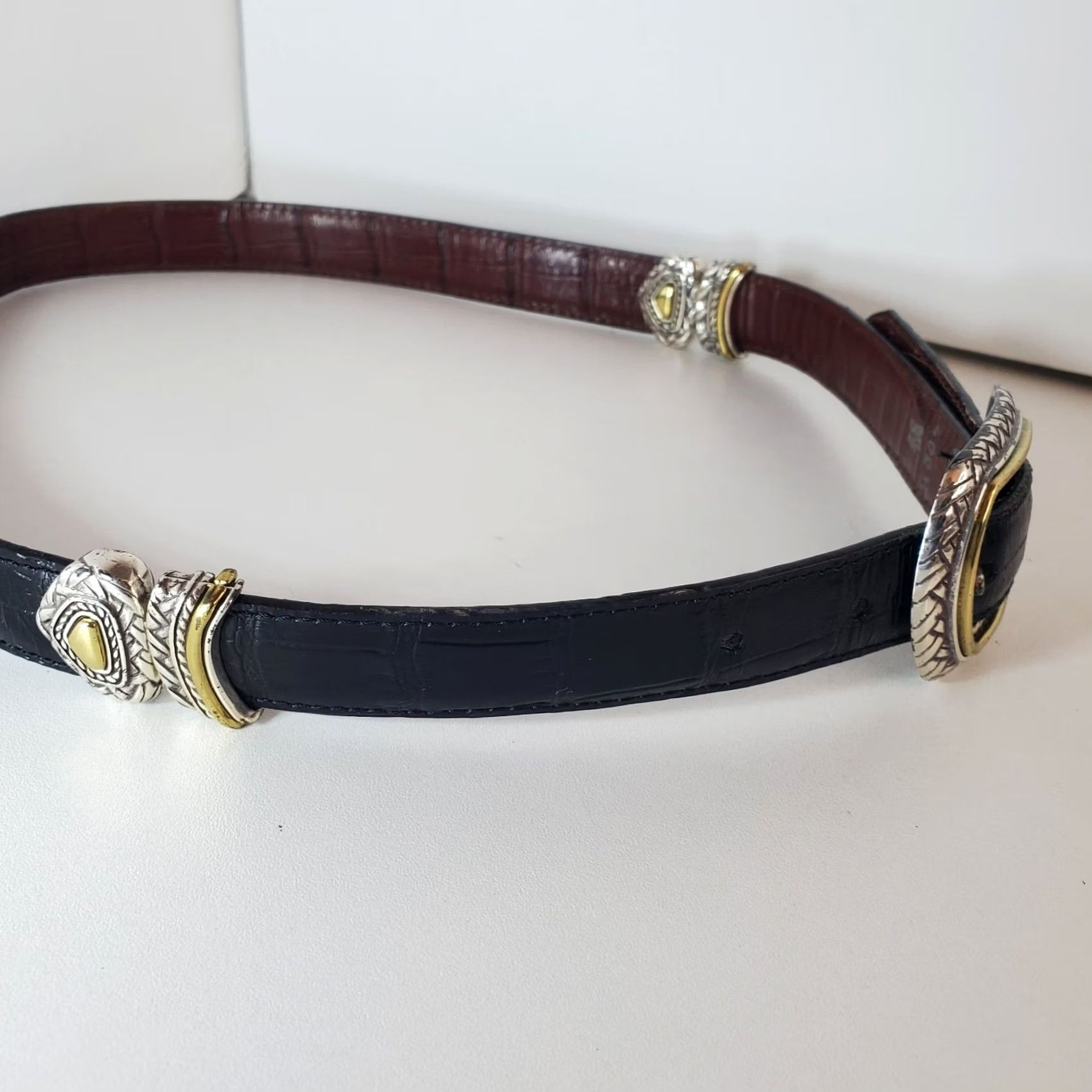 Vintage VINTAGE Western Belt Mens Black Leather 1.5" Buckle Adjustable 32 Western Cowboy Animal Print Vertical 30"-34" Waist Mens Size 32 - 3 Thumbnail