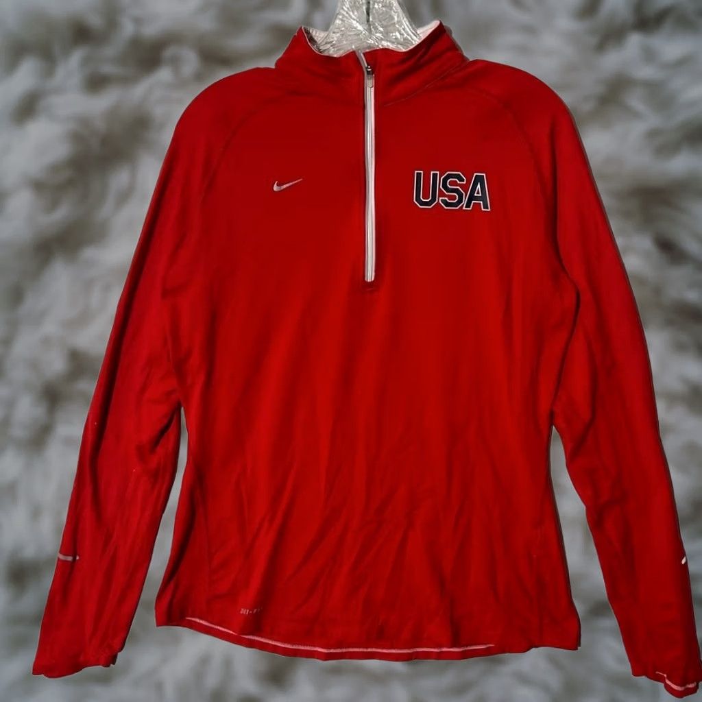 Nike Nike Dri-Fit USA Team Training 1/4 Zip Pullover Sweater Women Large Red Size L / US 10 / IT 46 - 1 Thumbnail