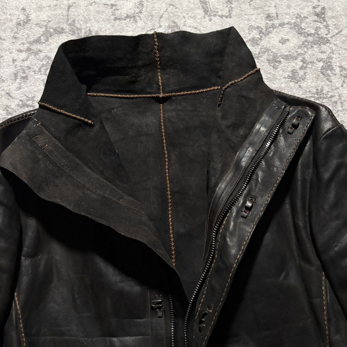 Incarnation Incarnation AW13 Scar Stitched High Neck Leather Jacket | M Size US M / EU 48-50 / 2 - 9 Thumbnail