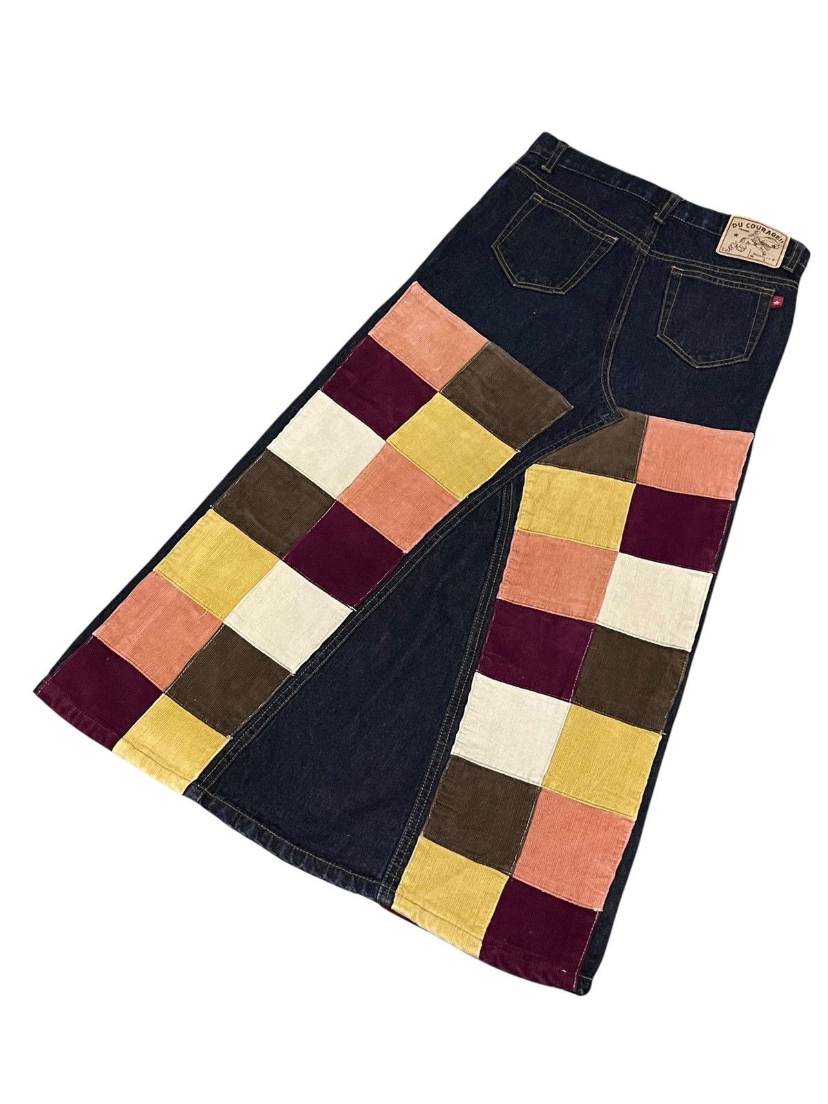 Designer Avant Garde Multicolour Patchwork Double Knee Midi Skirt Size 26" / US 2 / IT 38 - 7 Thumbnail