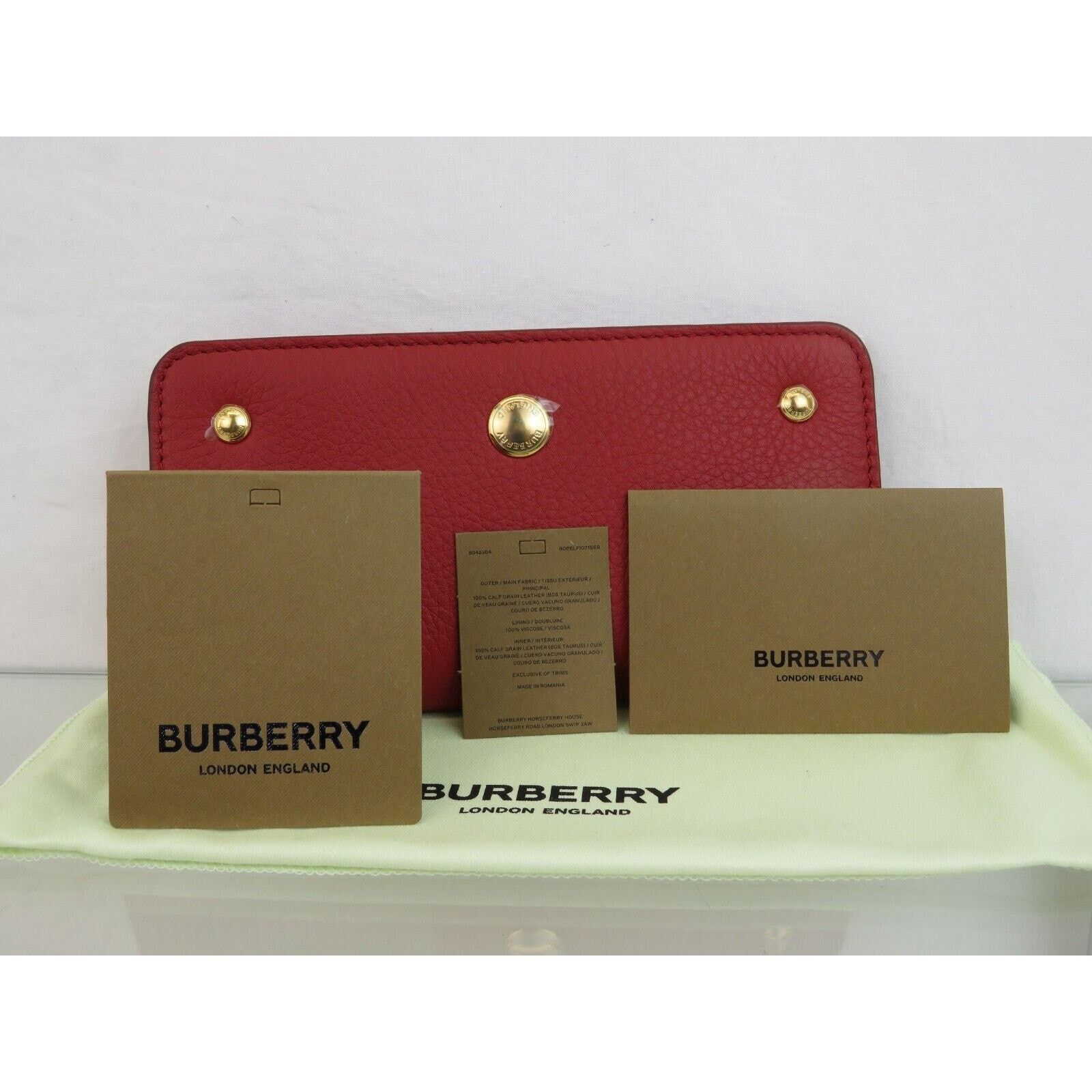 Burberry BURBERRY ROWE RED LEATHER LOGO BILL SNAP CONTINENTAL WALLET Size ONE SIZE - 8 Thumbnail
