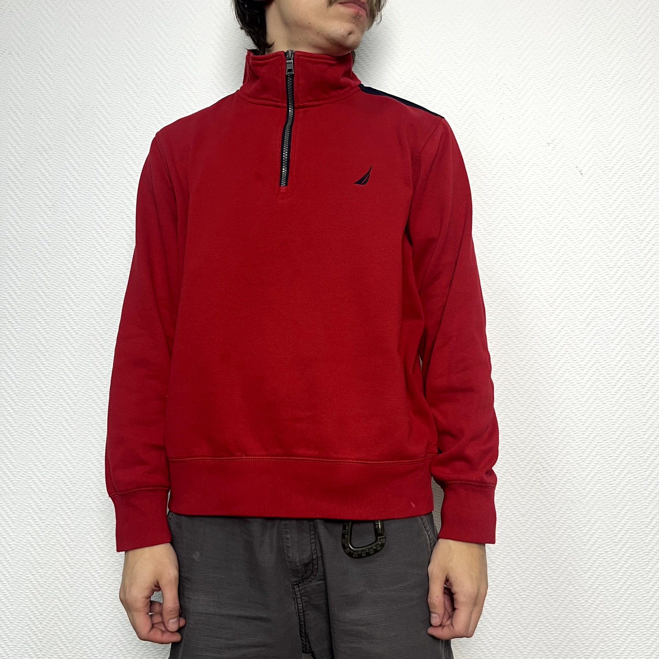 Nautica Nautica Red 1/4 Zip Fleece Pullover Embroidered Logo Size M Size US M / EU 48-50 / 2 - 10 Thumbnail