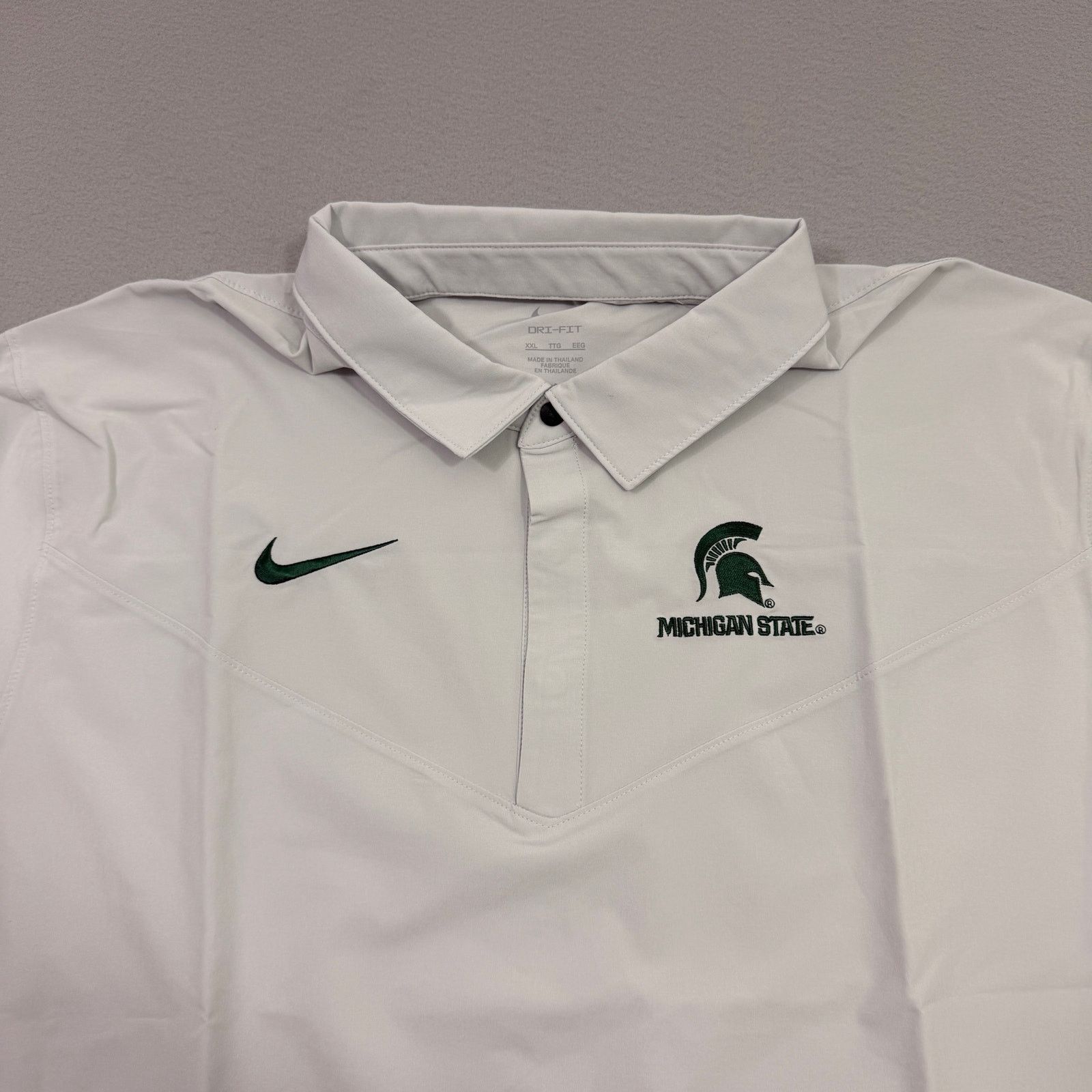 Nike Nike Michigan State Spartans Polo Shirt Men 2XL White Green Size US XXL / EU 58 / 5 - 1 Thumbnail
