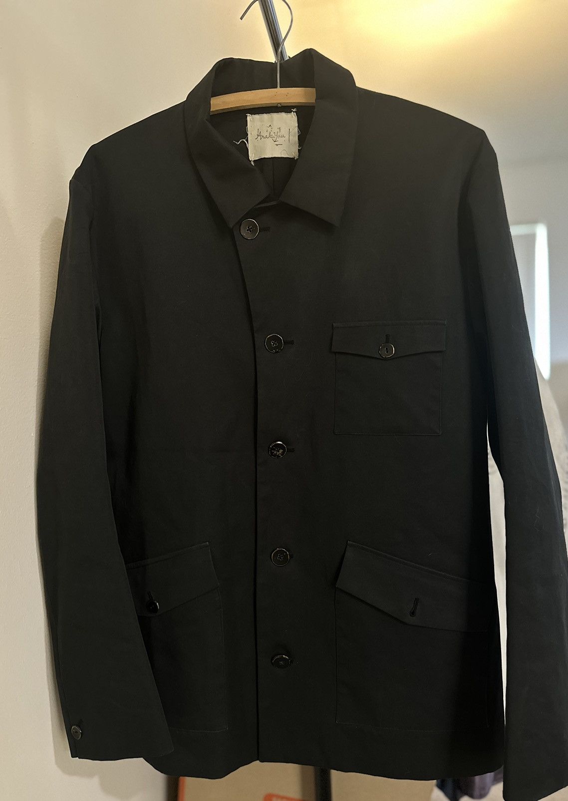 image of Araki Yuu 5B Heavy Cotton Work Jacket in Black, Men's (Size Small)