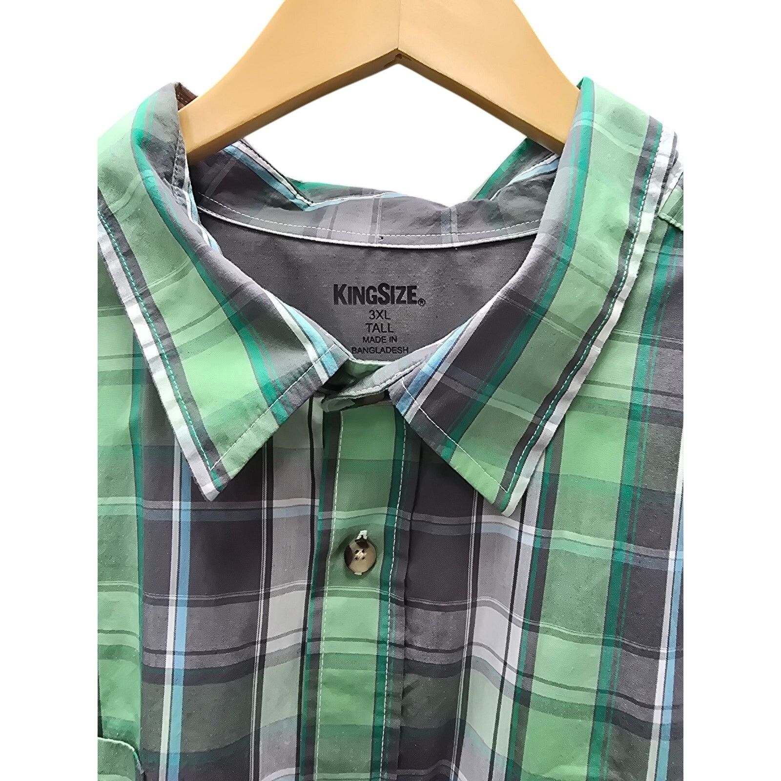 Other Kingsize Men's Green Plaid Shirt, 3XL Tall Size US XXL / EU 58 / 5 - 2 Thumbnail