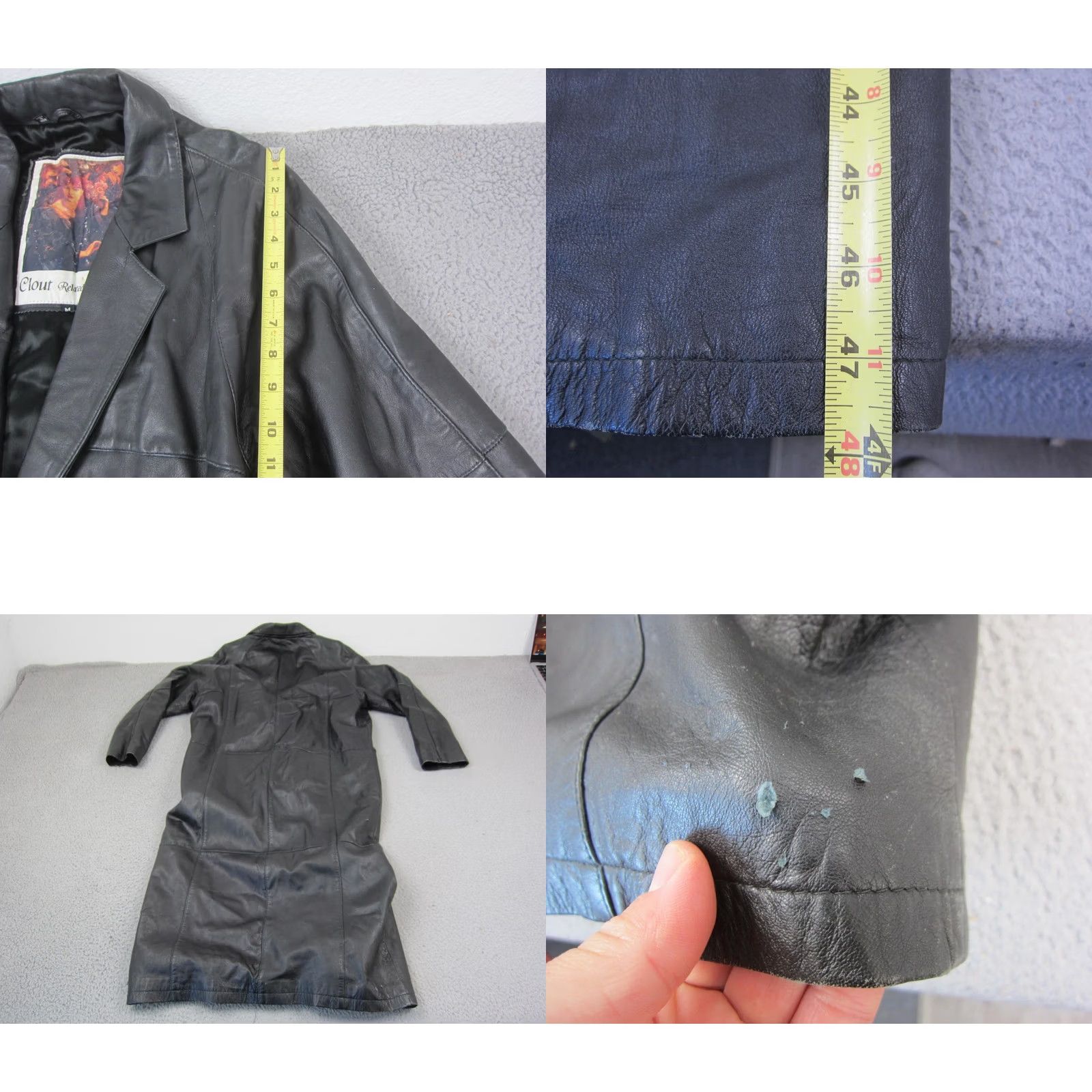 Vintage VINTAGE Clout Leather Trench Coat Womens M Black 90s Long Jacket Punk Coat Shirt? Size M / US 6-8 / IT 42-44 - 9 Thumbnail