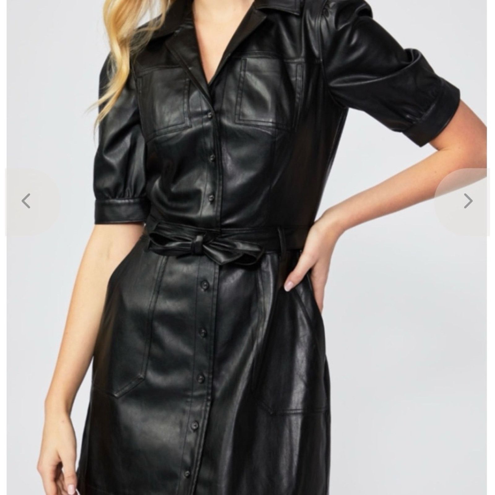 Paige PAIGE Black Faux Leather Mini Dress size S Size S / US 4 / IT 40 - 5 Thumbnail