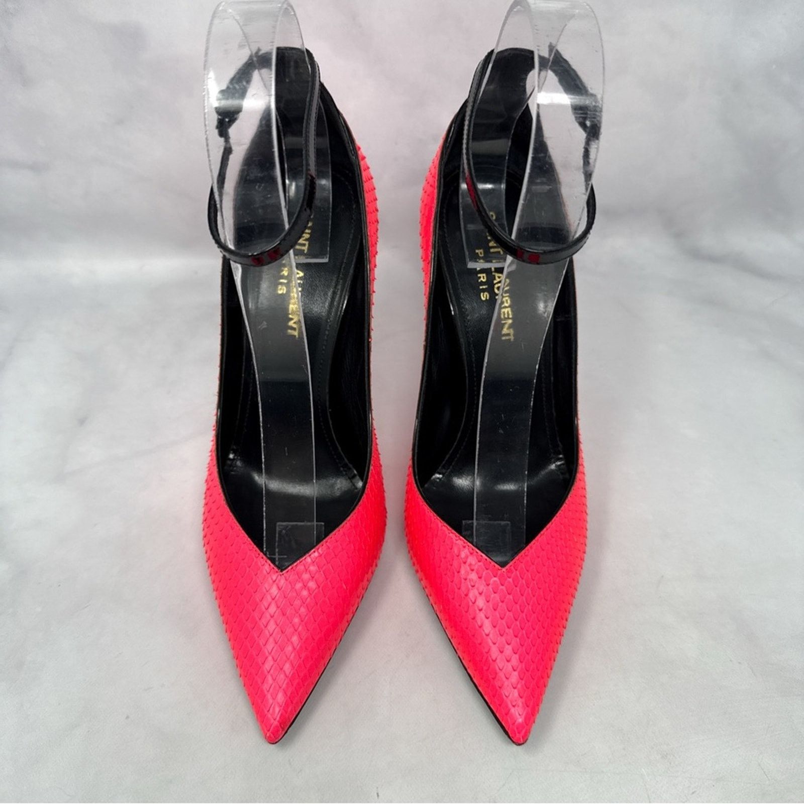 Saint Laurent Paris Saint Laurent Zoe 105 Leather Snakeskin Pointed Toe Heels Size US 6.5 / IT 36.5 - 4 Thumbnail