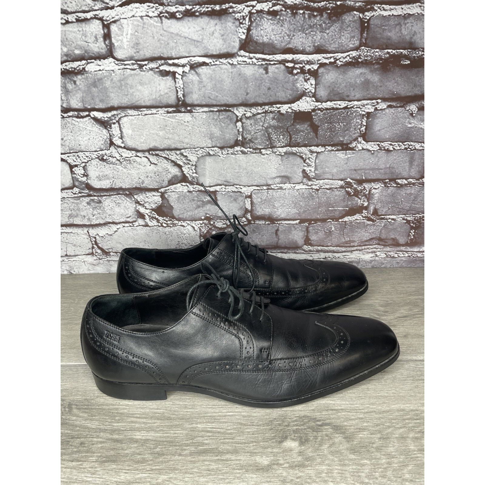 Hugo Boss Boss Hugo Boss Black Leather Wingtip Oxfords Dress Shoes Men Size US 12 / EU 45 - 11 Thumbnail