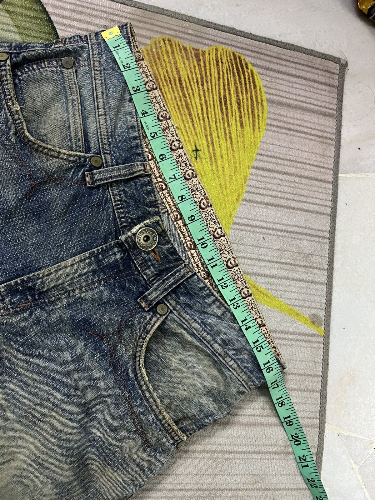 If Six Was Nine 💥Flare💥 Edwin 503 Blue Trip Eagle Model Distress Jean Size US 33 - 3 Thumbnail