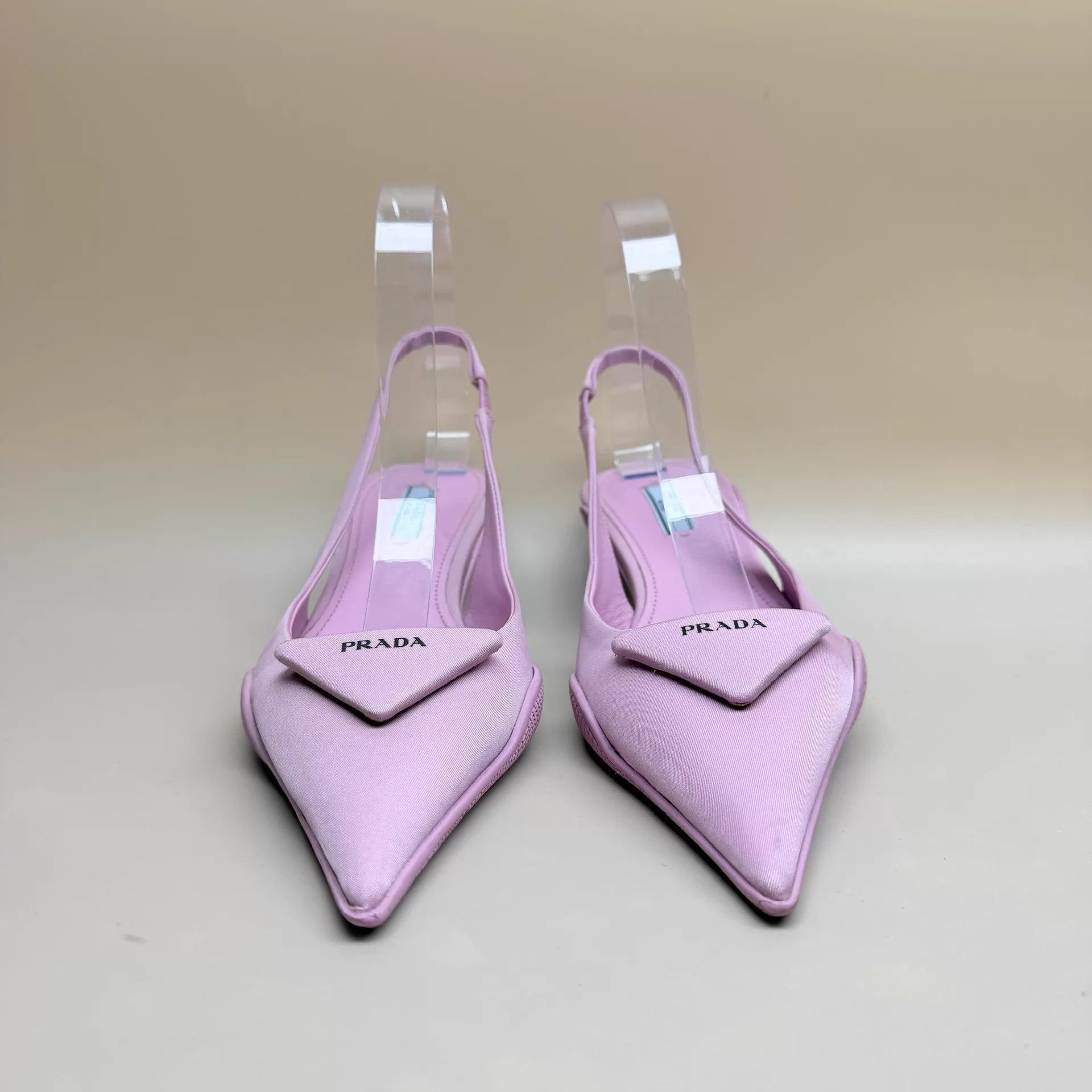 Prada Prada Women's Pink Triangle Logo Kitten Heel 37 EU Mint Size US 6.5 / IT 36.5 - 2 Thumbnail