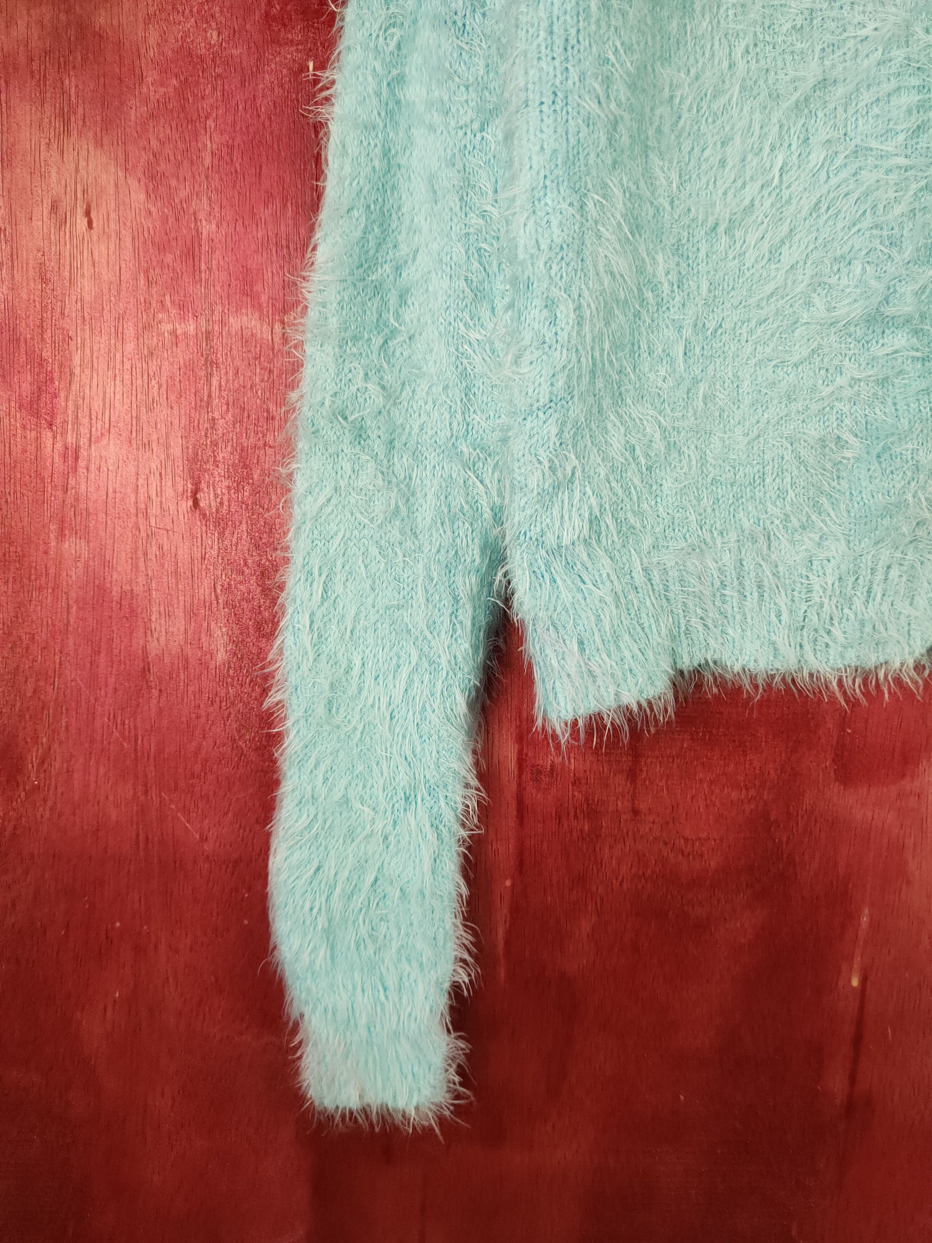 Vintage Gorge Blue Shag Shaggy Fur Mohair Knitwear Cardigan #S1979 Size M / US 6-8 / IT 42-44 - 4 Thumbnail