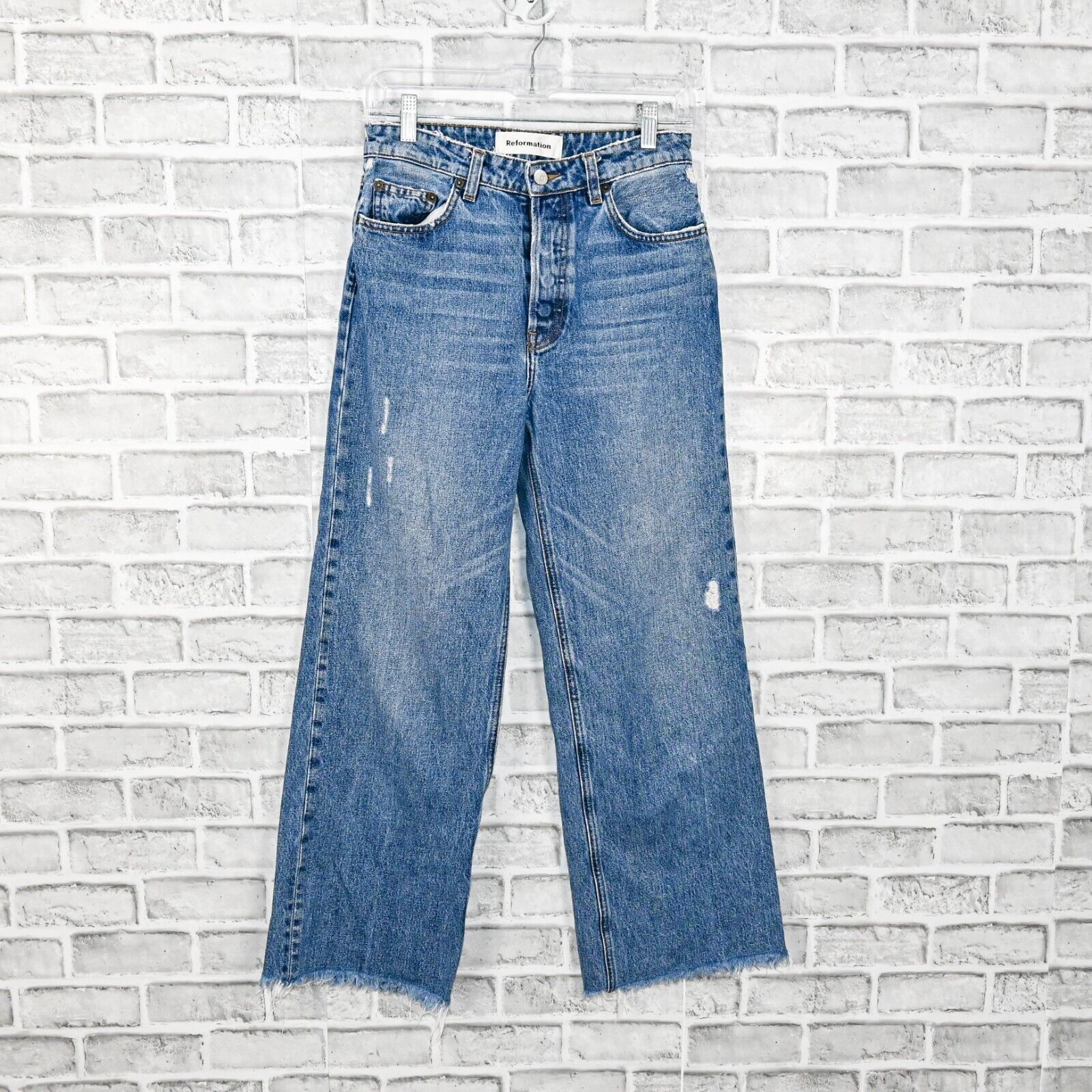 Reformation REFORMATION High Rise Wide leg FAWCETT Jeans distressed Size 27" / US 4 / IT 40 - 5 Thumbnail