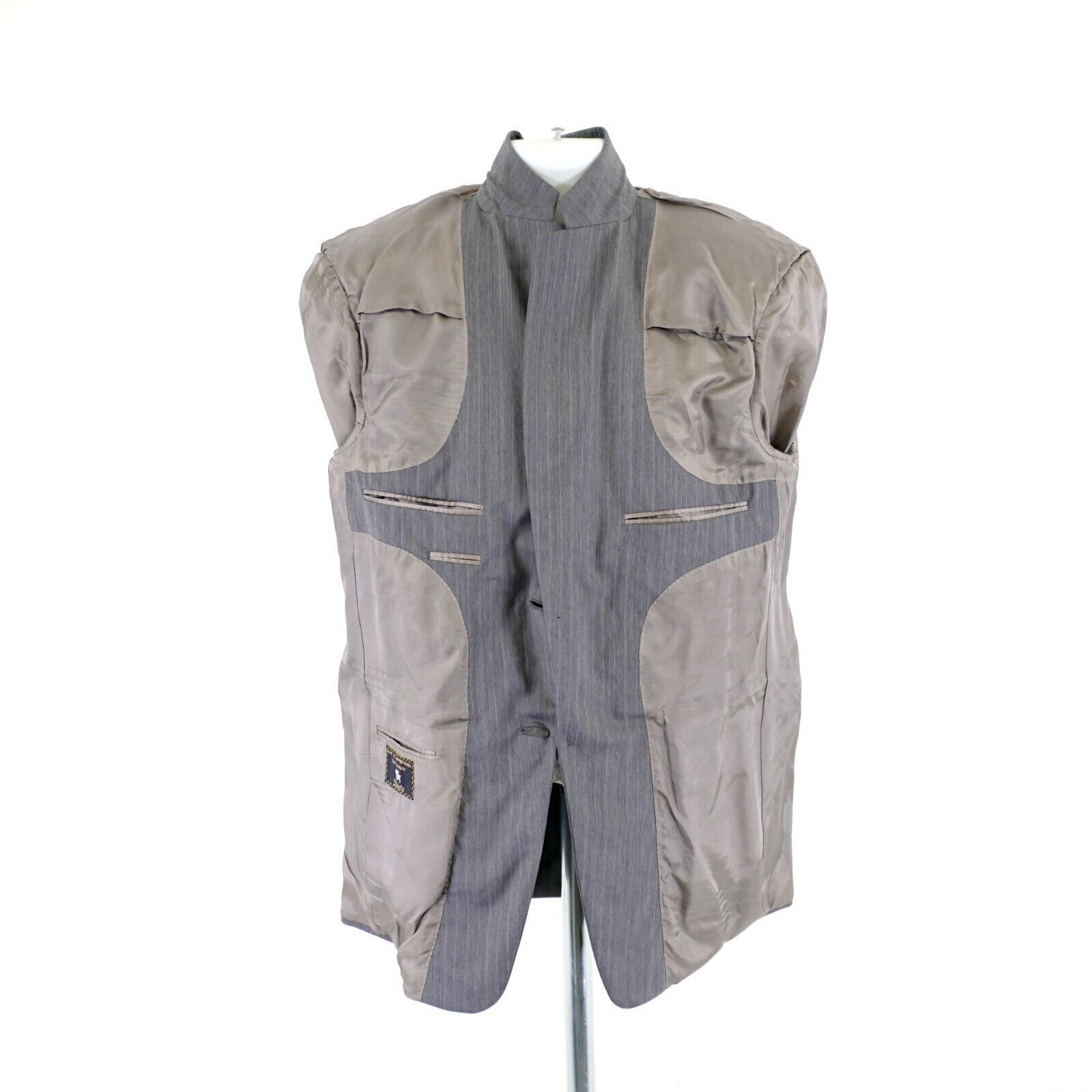 Hart Schaffner Marx Hart Schaffner Marx Wool Gray W/ Blue White Striped 40R / Sl Size 40R - 10 Thumbnail