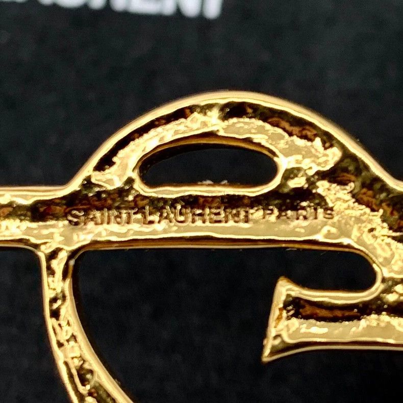Saint Laurent Paris Saint Laurent Gold crocodile logo brooch 2504-Nextarrow Size ONE SIZE - 6 Thumbnail