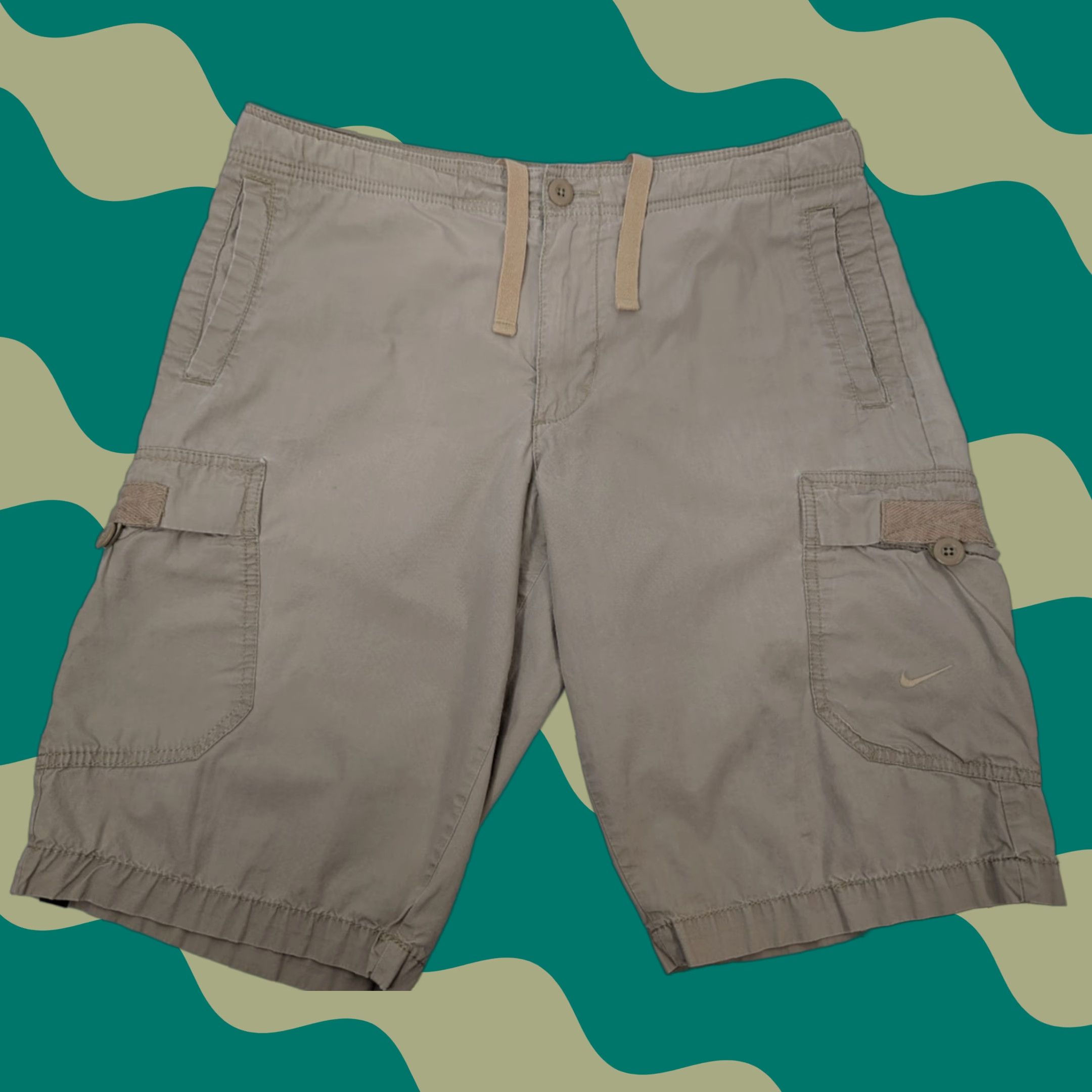 Nike Nike Cargo Shorts Shirt Men Medium Tan Outdoor Twill Cotton Drawstring Pockets Cargo Outdoor Nike Mens M Tan Summer - Size US 31 - 1 Thumbnail