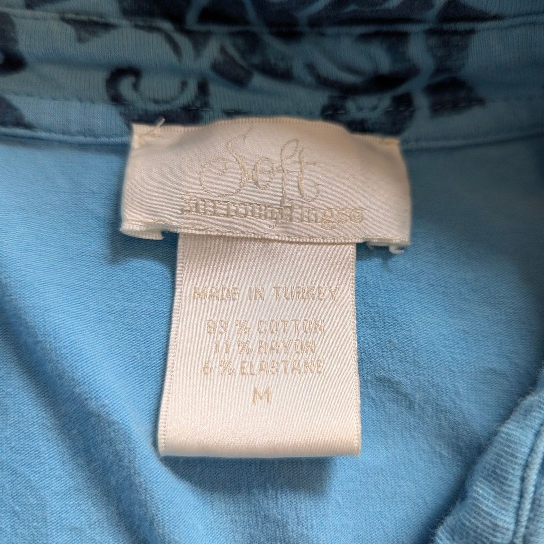 Soft Surroundings Soft Surroundings Blue Velvet Embossed Button Down Medium Size M / US 6-8 / IT 42-44 - 8 Thumbnail