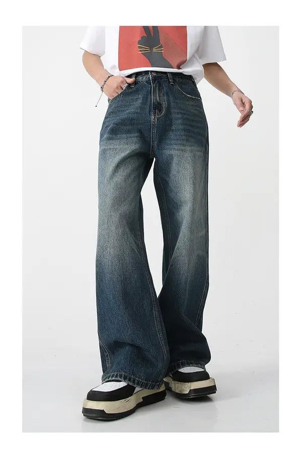 Japanese Brand Miki American blue washed vintage loose wide-leg jeans Size US 32 / EU 48 - 2 Thumbnail
