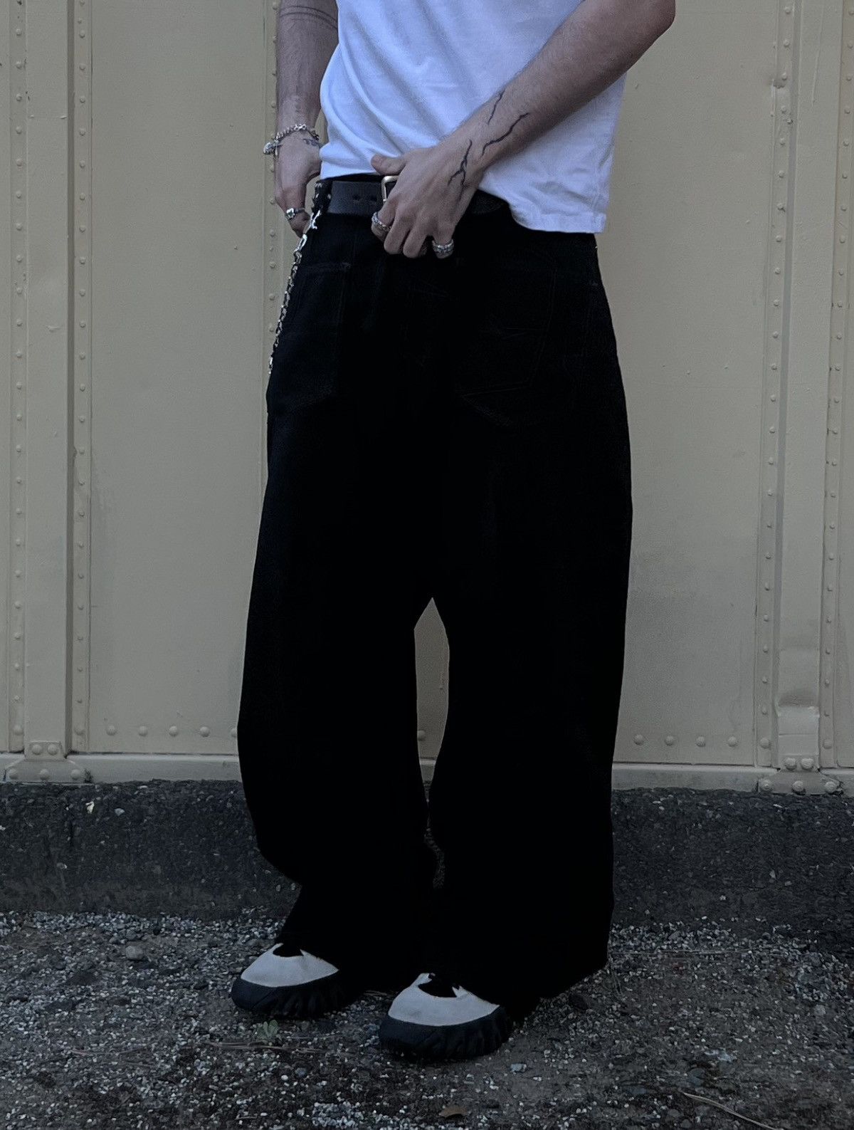 Balenciaga front double pocket baggy wide leg jeans italy