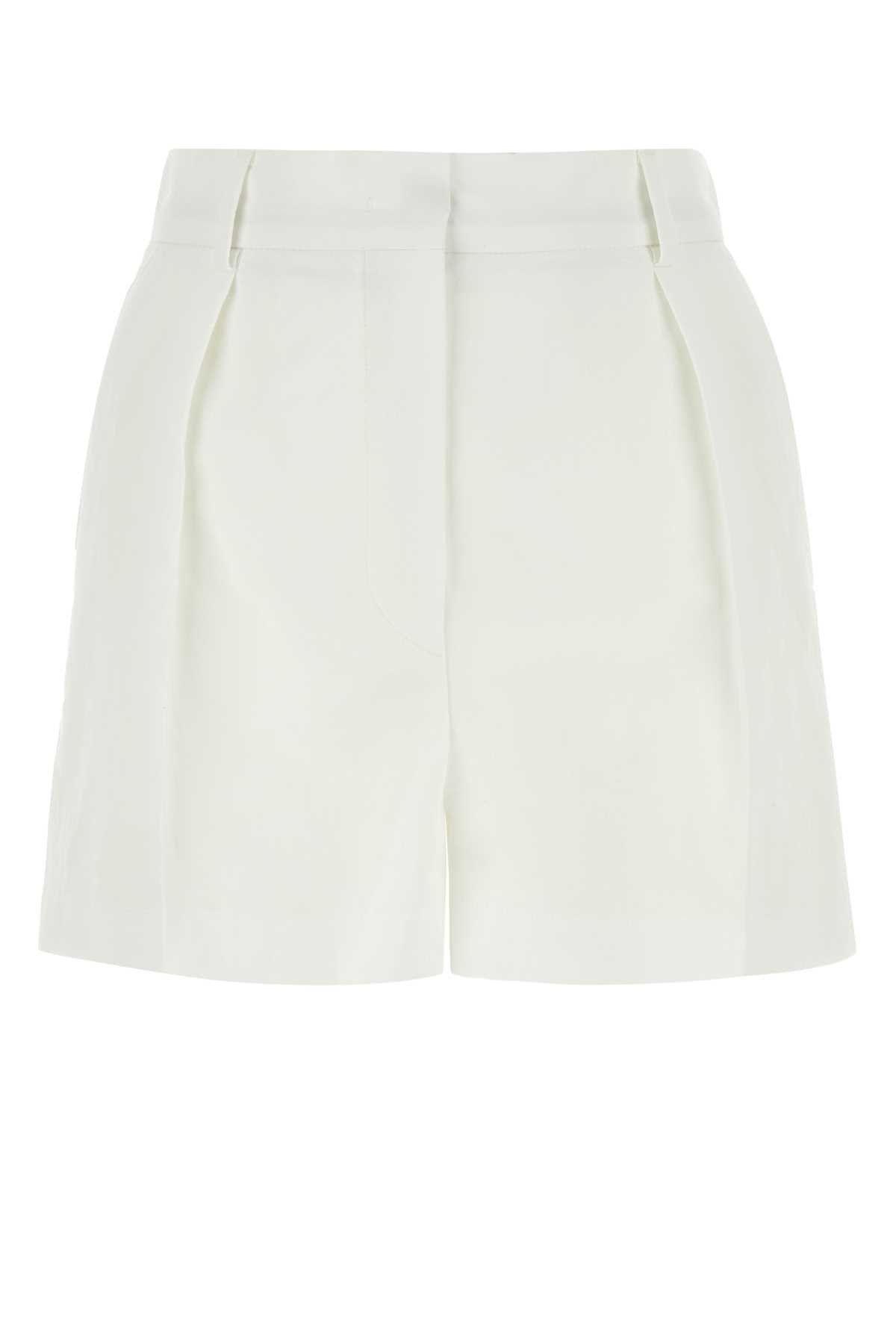image of Sportmax White Cotton Blend Novak Shorts, Women's (Size 30)