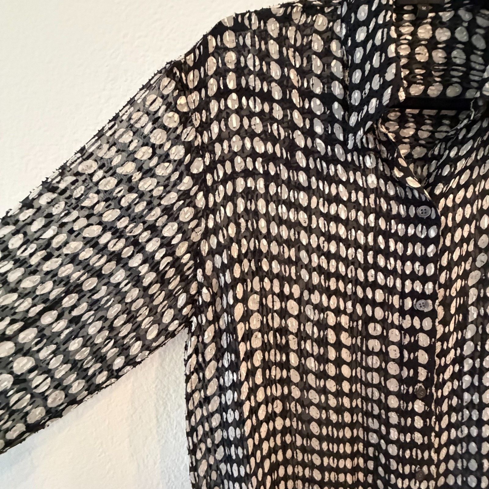 Theory Theory Sheer Silk Clip Jacquard Polka Dot Blouse Shirt M Size M / US 6-8 / IT 42-44 - 5 Thumbnail