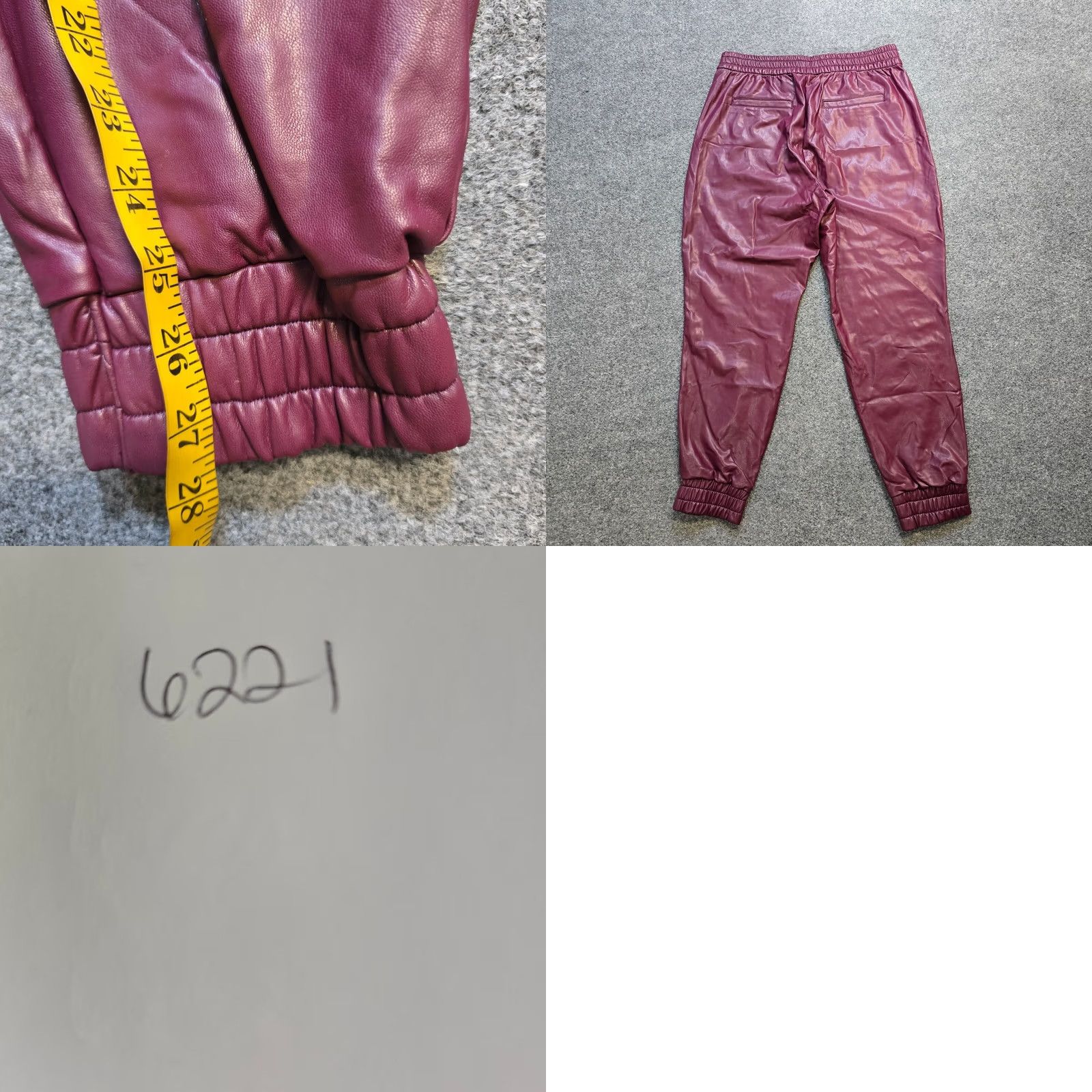 Nine West Nine West Pants Women Medium Red Burgundy Faux Leather Jogger Elastic Waist Tapered Inseam 28 in Front Flat Front Classic Fit Size 32" / US 10 / IT 46 - 8 Thumbnail