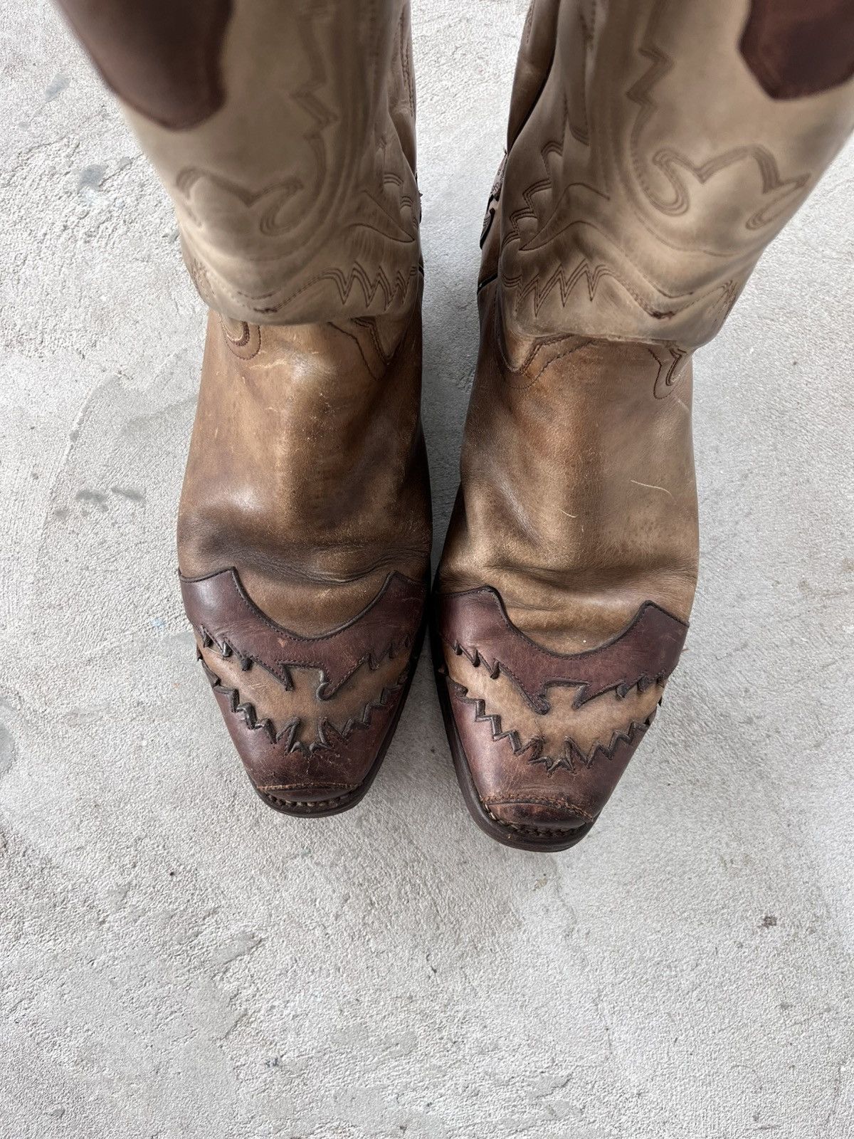Cowboy Equipment Vintage Sancho Leather Western Cowboy Boots Rare AvantGarde Size US 8 / EU 41 - 16 Thumbnail