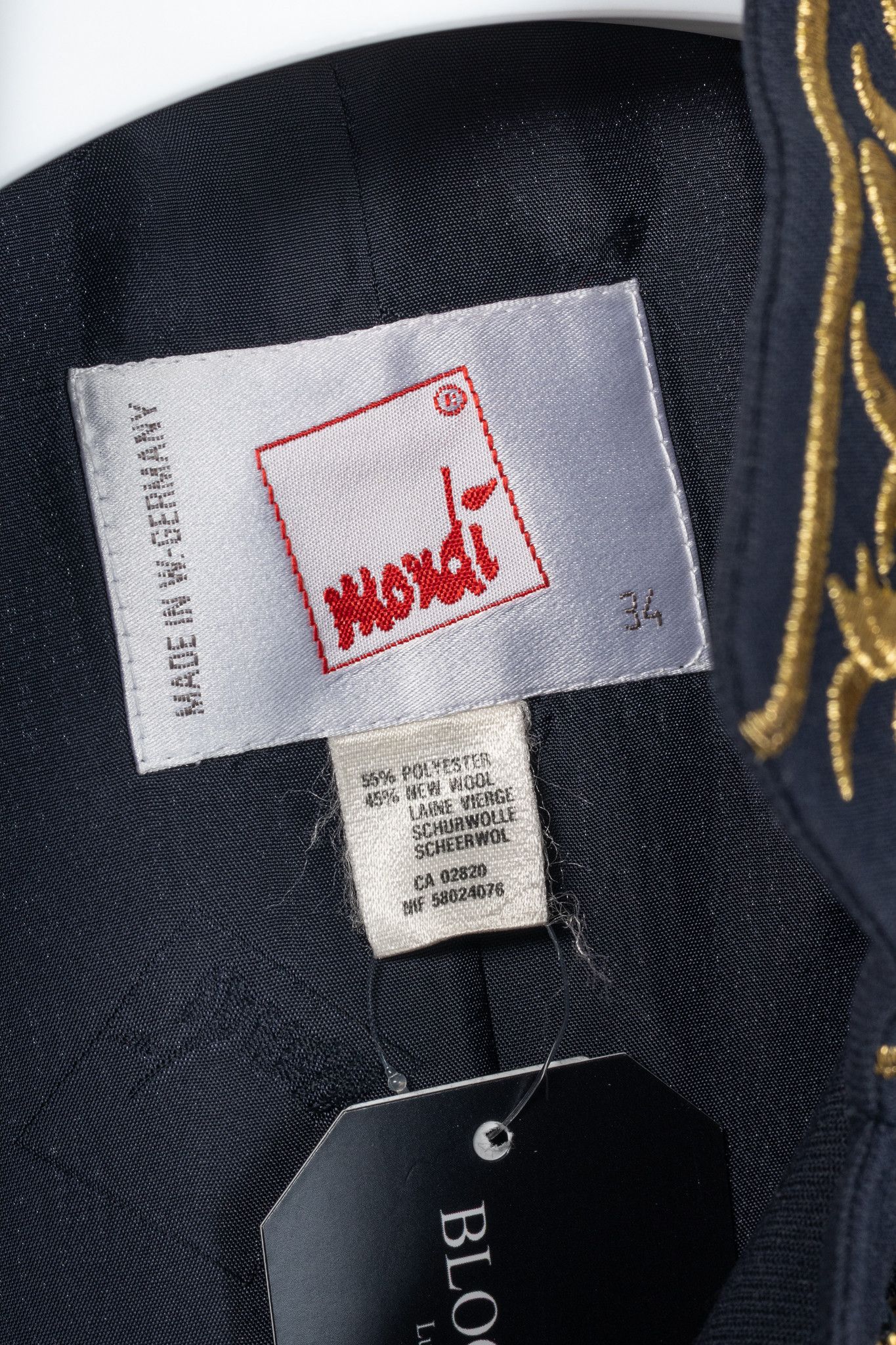 Other Mondi Vintage Navy Wool-Blend Crepe Gold-Emboidered Jacket Size S / US 4 / IT 40 - 4 Thumbnail