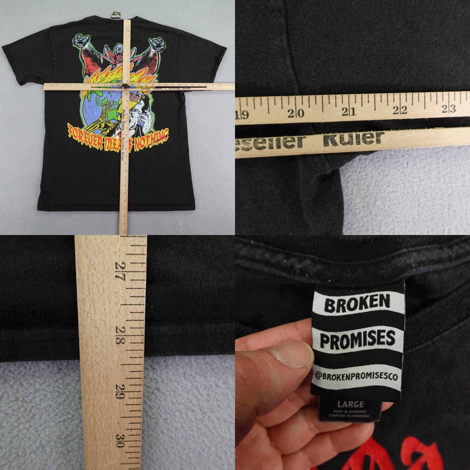 Broken Promises Co. Broken Promises Shirt Mens Large Black Forever Means Nothing Short Sleeve Tee Size US L / EU 52-54 / 3 - 8 Thumbnail